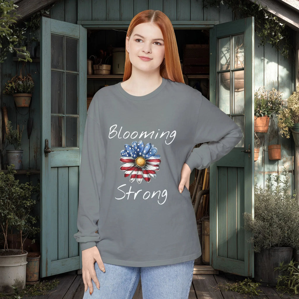 Blooming Strong Patriotic Long Sleeve Tee