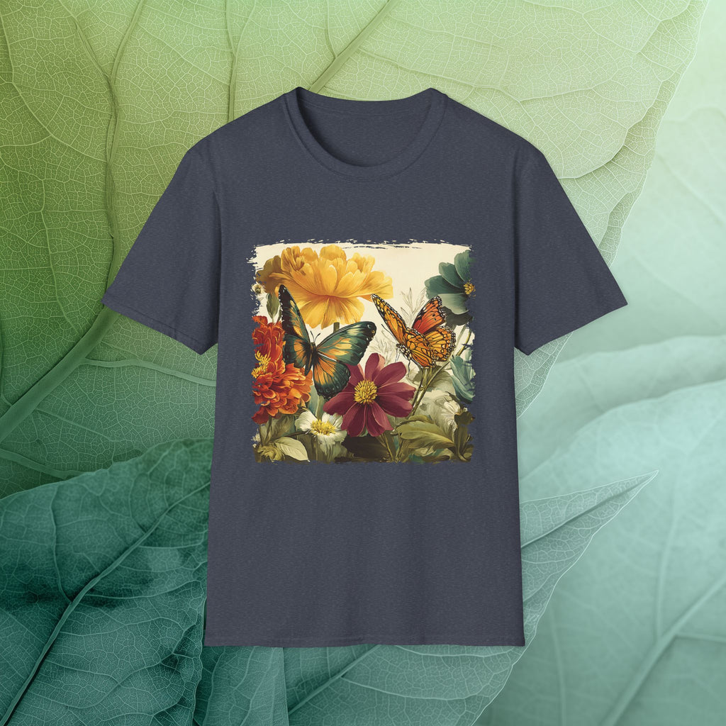 Butterflies & Blooms Retro Garden Flower T-Shirt