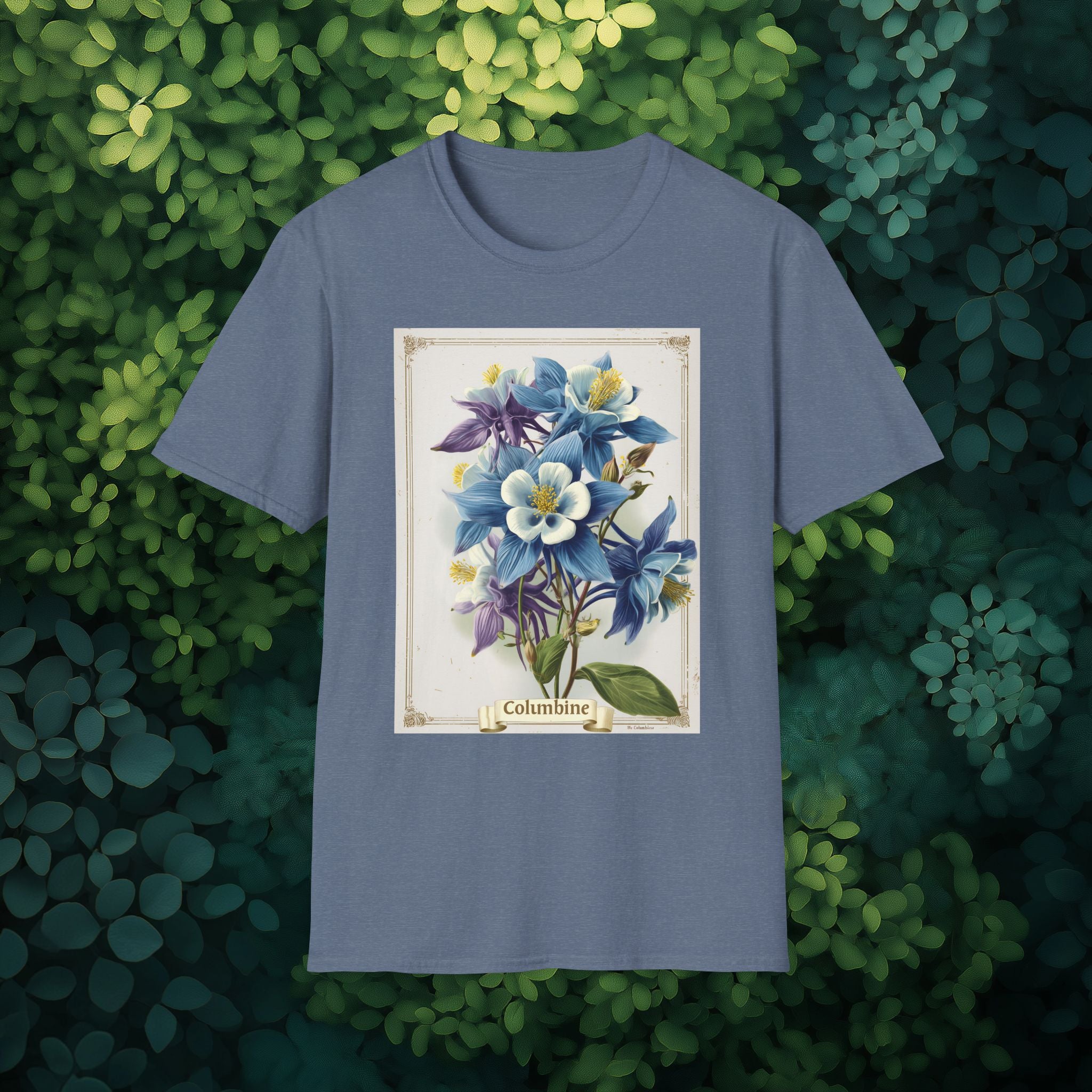 Vintage Columbine Seed Packet Unisex T-Shirt for Gardeners, Nature Lovers, Summer Casual Wear