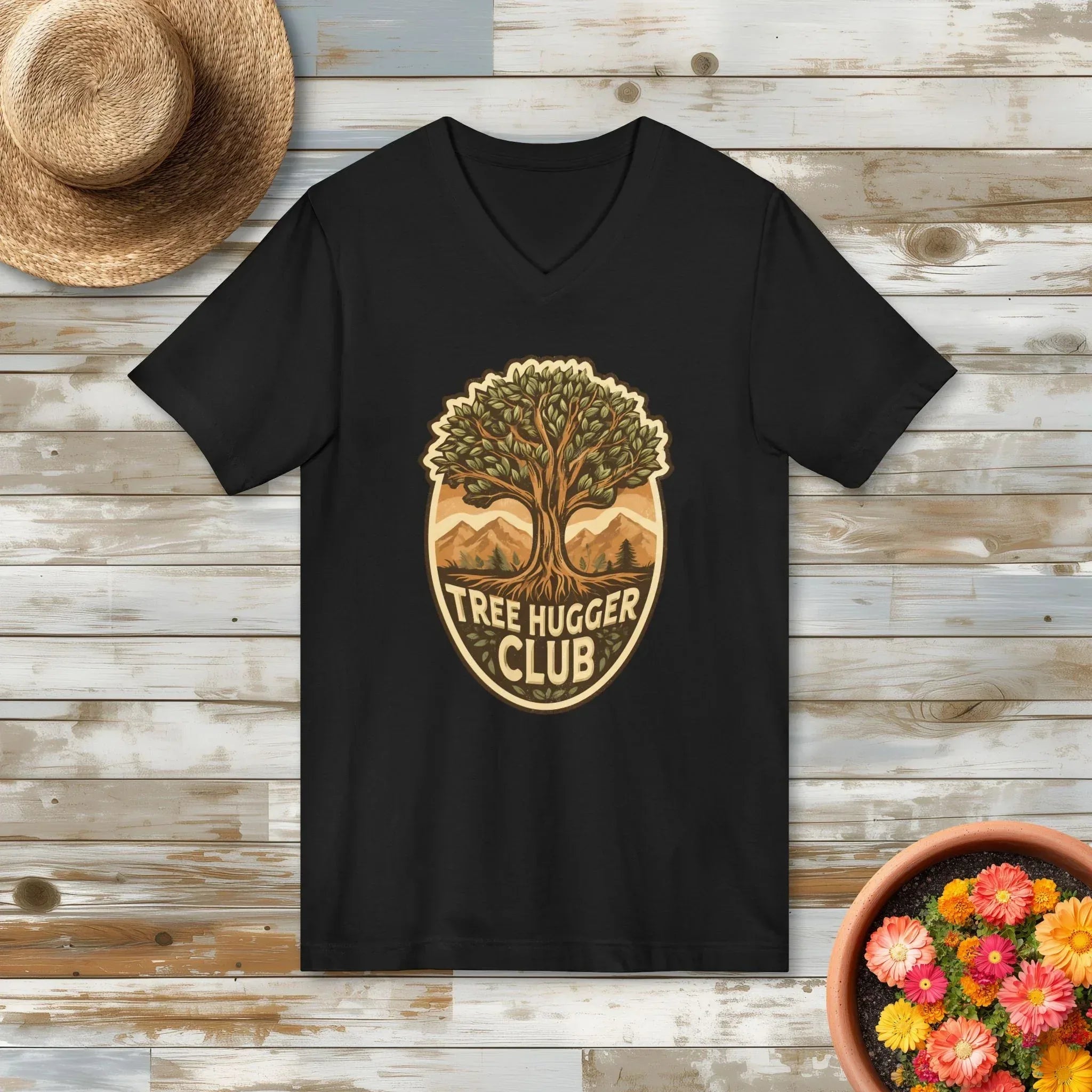 Tree Hugger Club V-Neck Shirt – Vintage Park Badge Tee