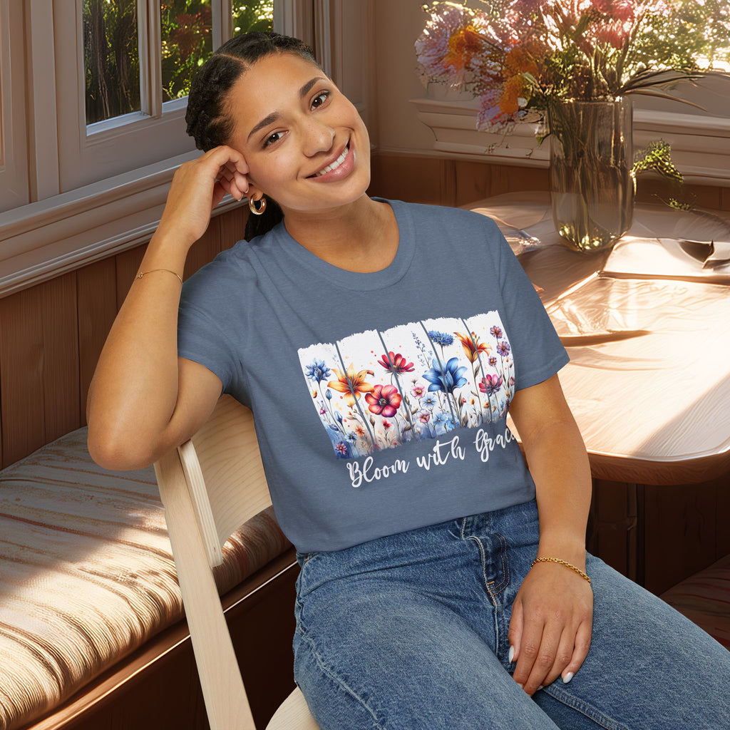 Bloom with Grace  Floral T-shirt for Nature and Flower Lovers