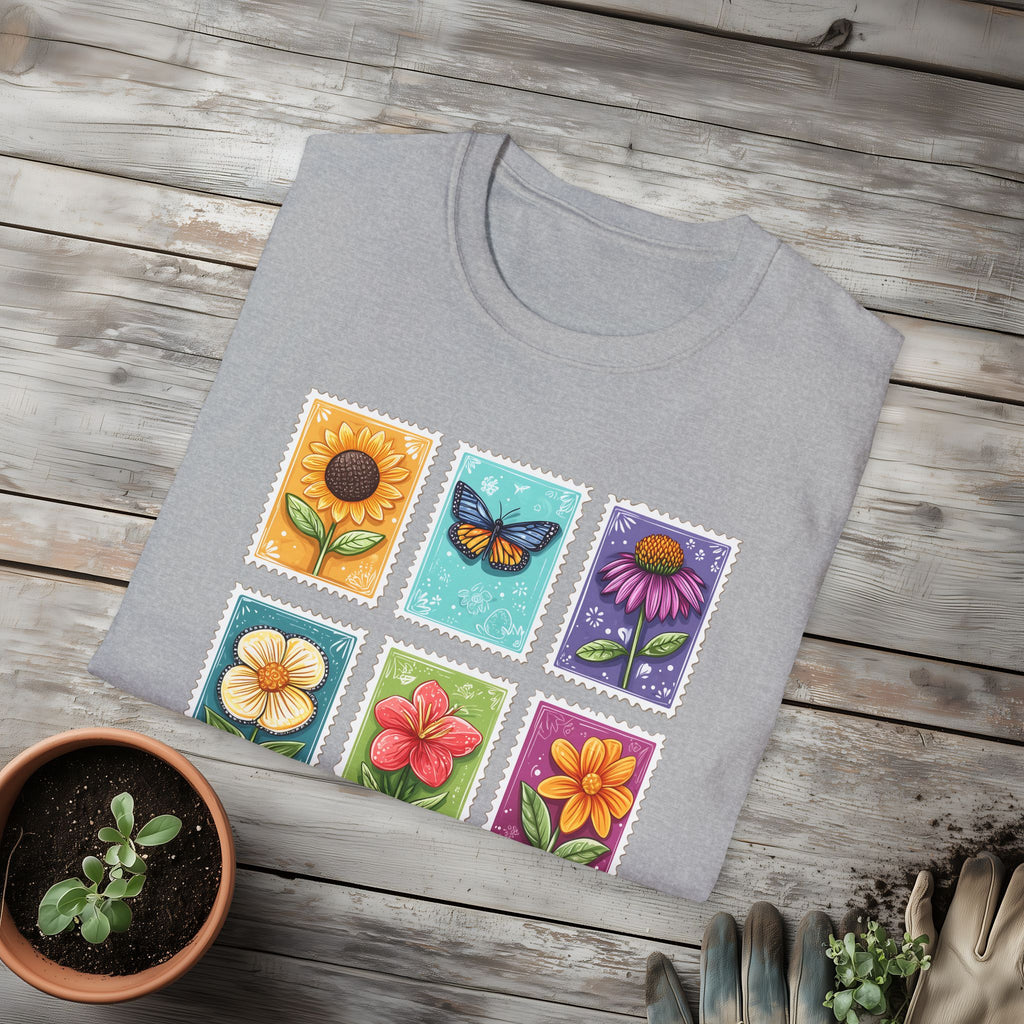 Whimsical 3x3 Floral & Butterfly Stamp Collection T-Shirt