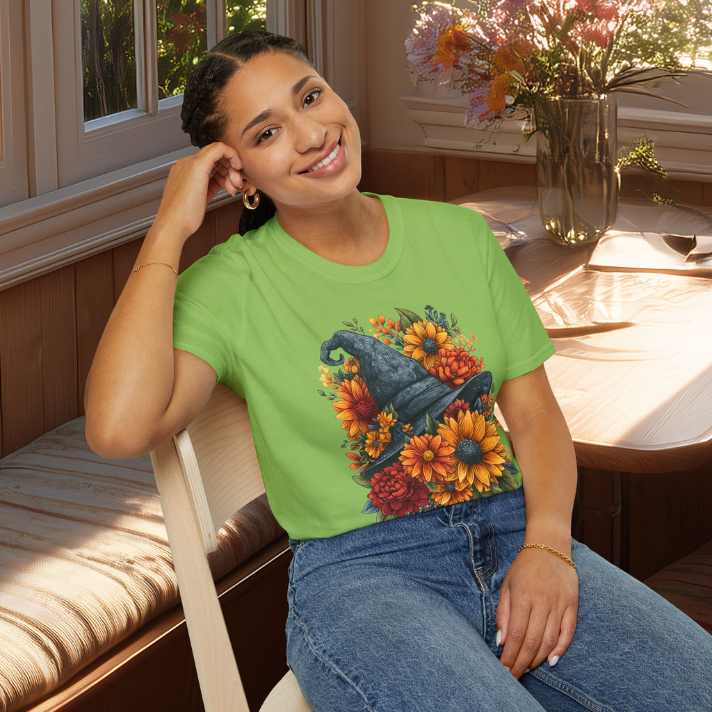 Autumn Floral Witches Hat T-Shirt