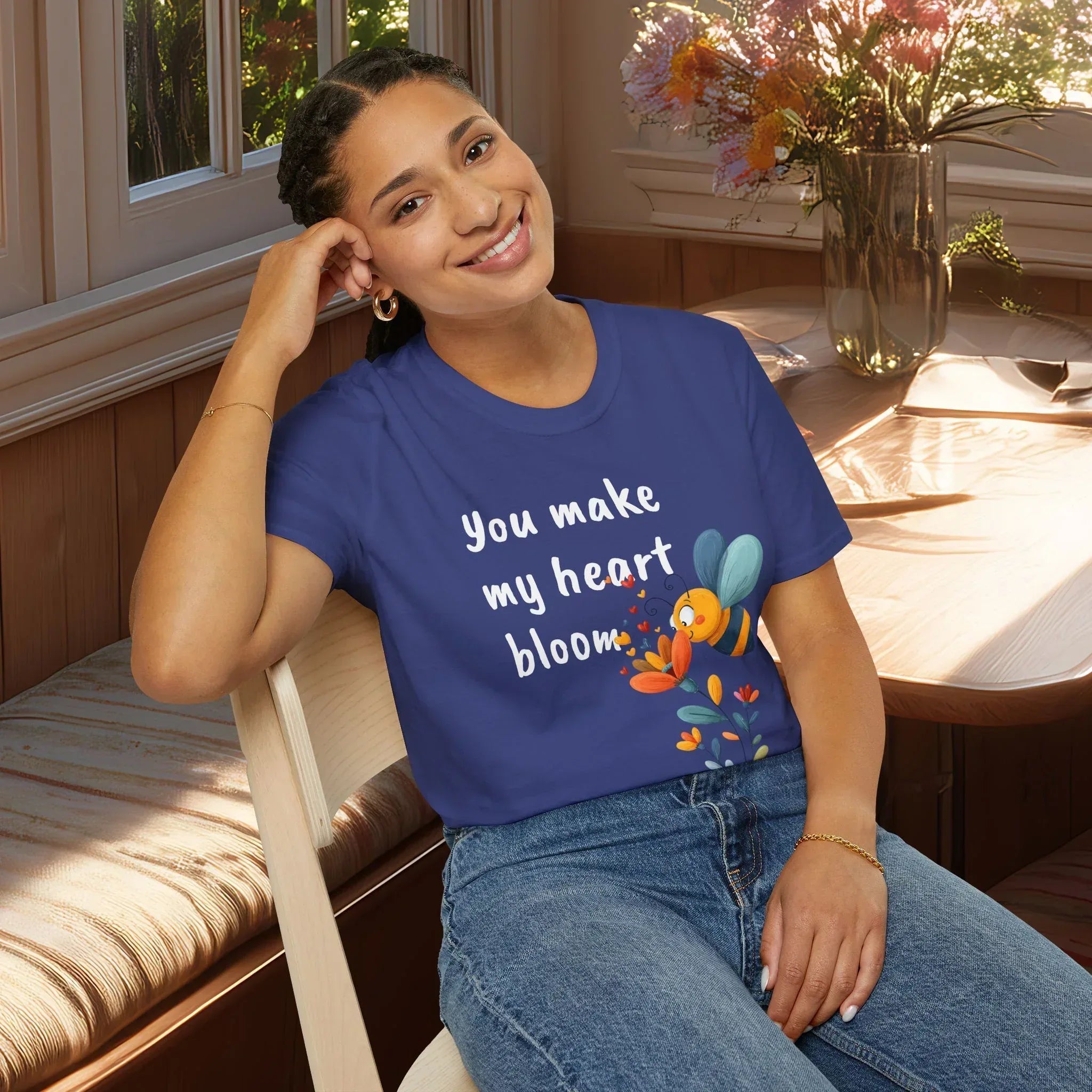 You Make My Heart Bloom Shirt – Cute Bee & Flower Tee