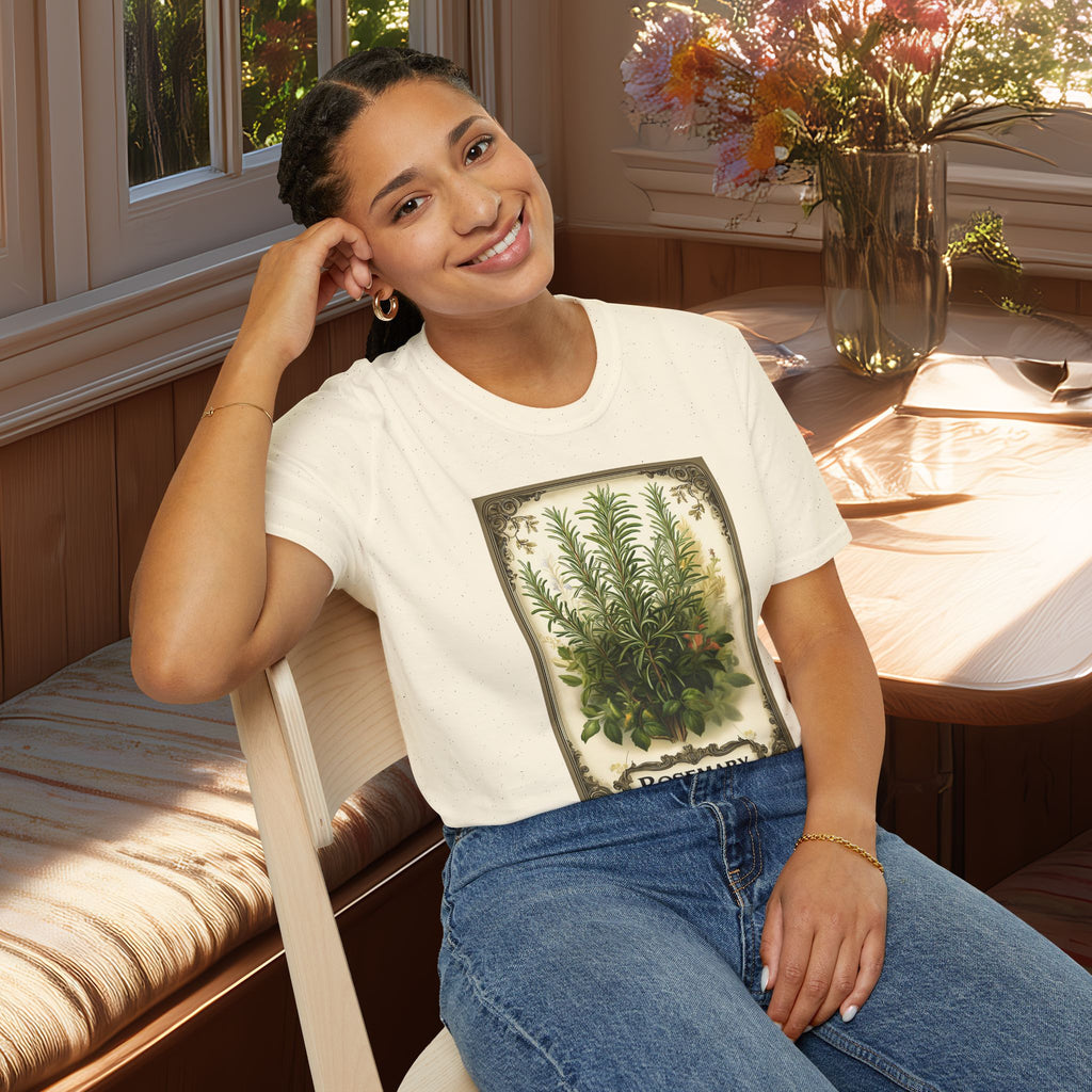 Retro Rosemary Herb Seed Packet Unisex T-Shirt for Gardeners, Nature Lovers, Summer Casual Wear