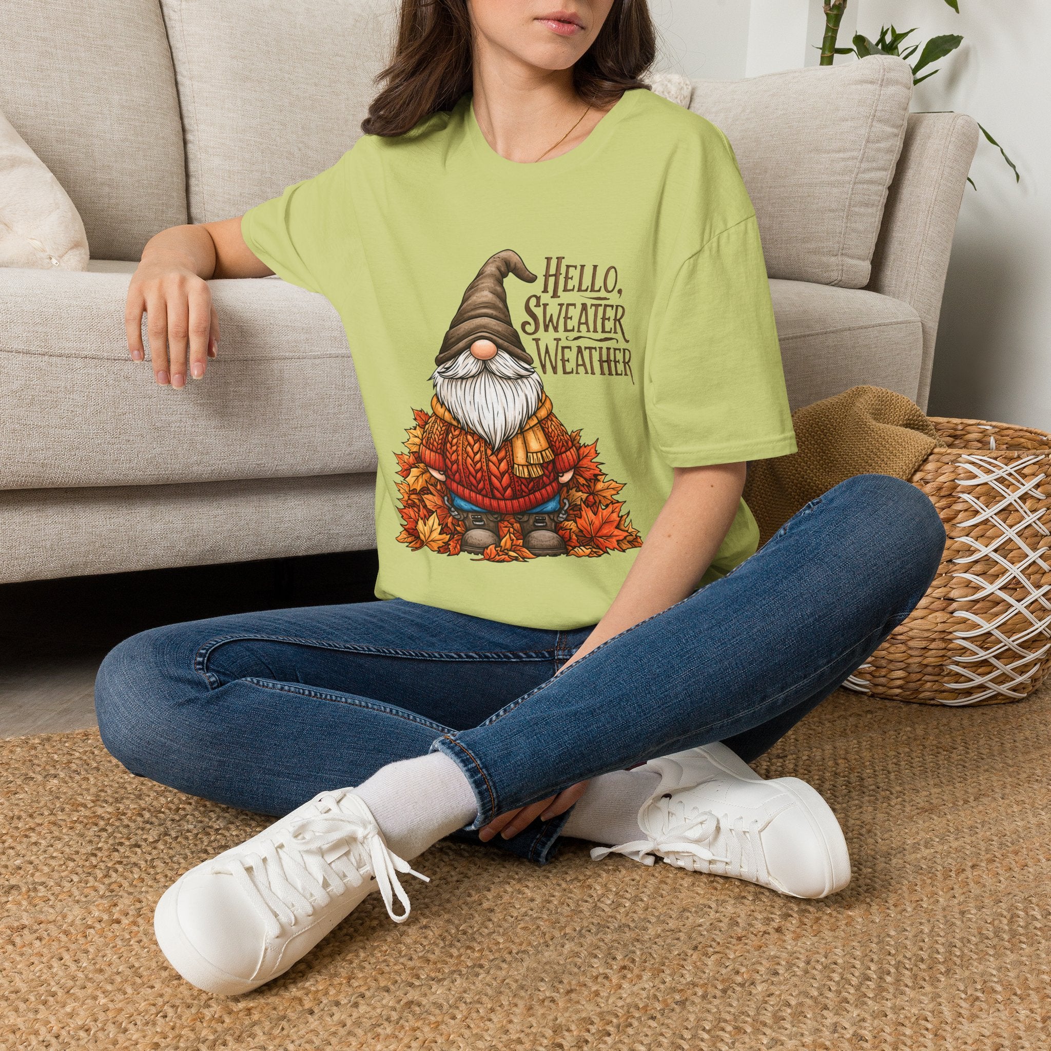 Hello Sweater Weather Garden Gnome T-Shirt