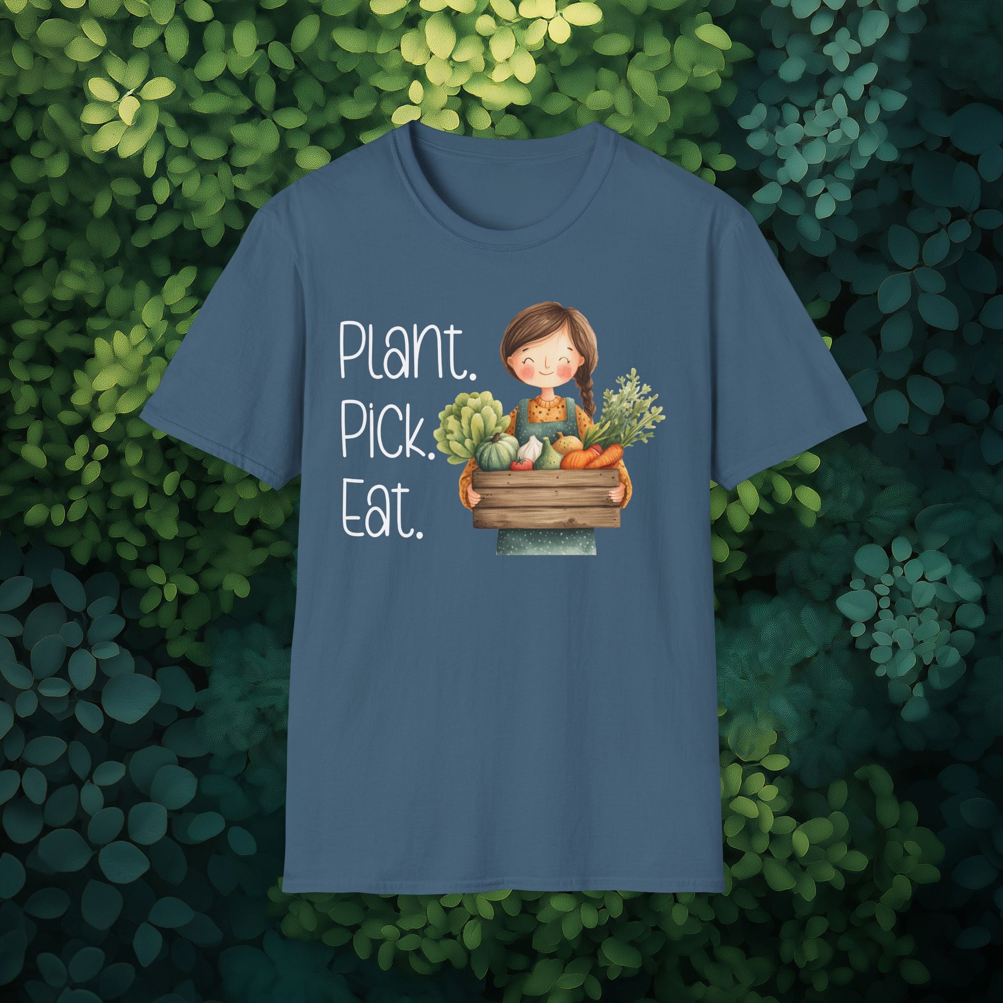 Plant Pick Eat, Cartoon Gardener T-Shirt