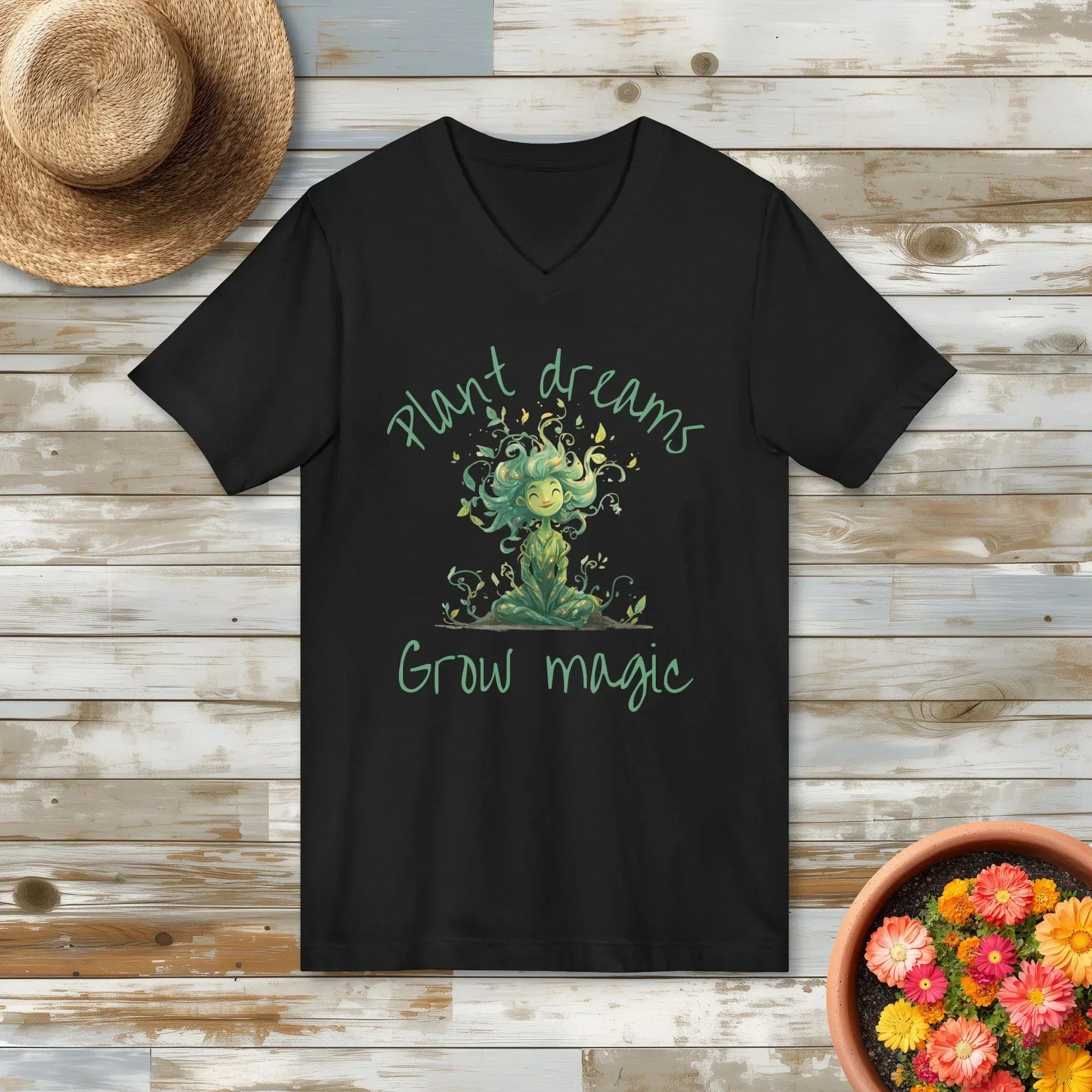 Plant Dreams Grow Magic V-Neck T-Shirt