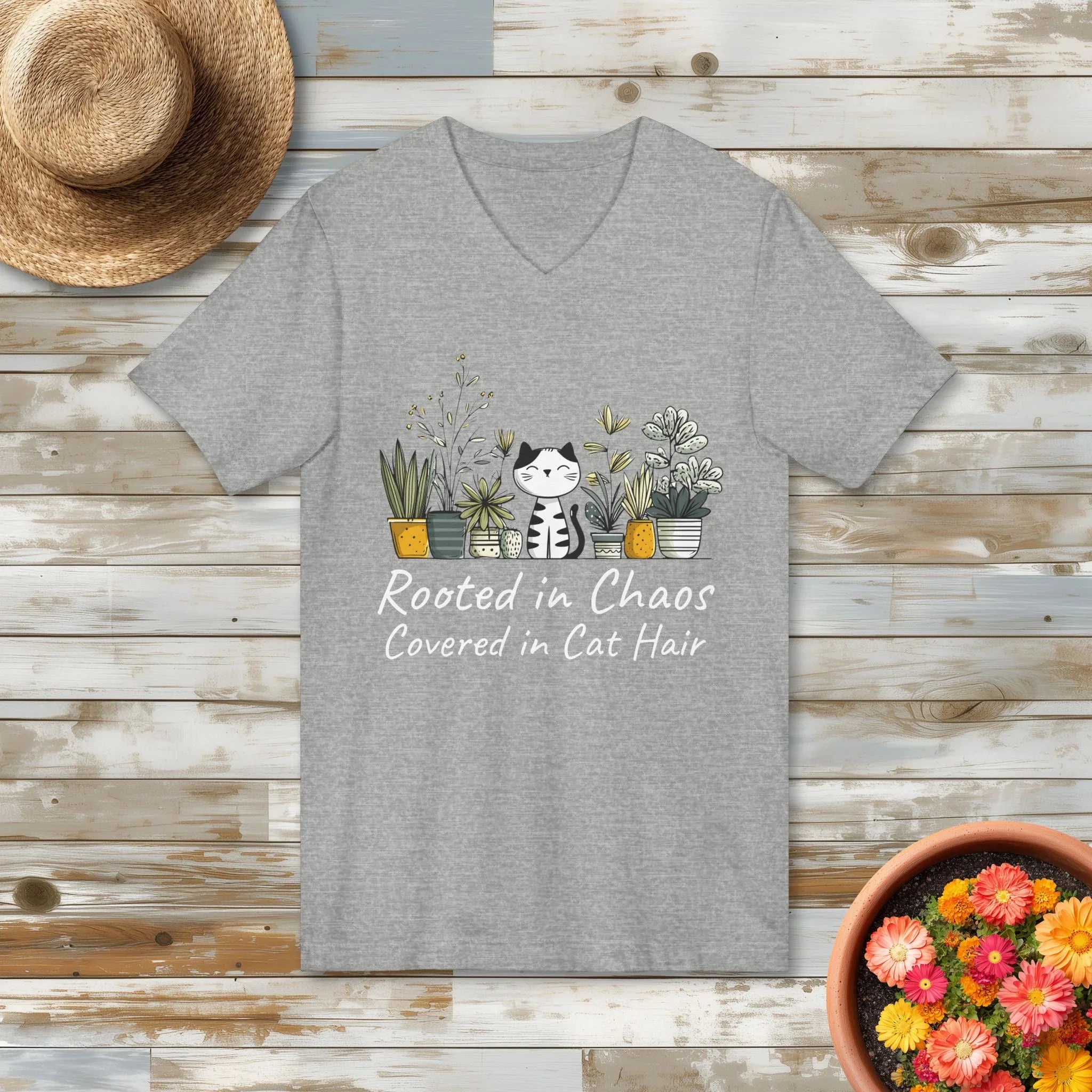 Cute Kitten Chaos and Cat Hair V-Neck T-Shirt