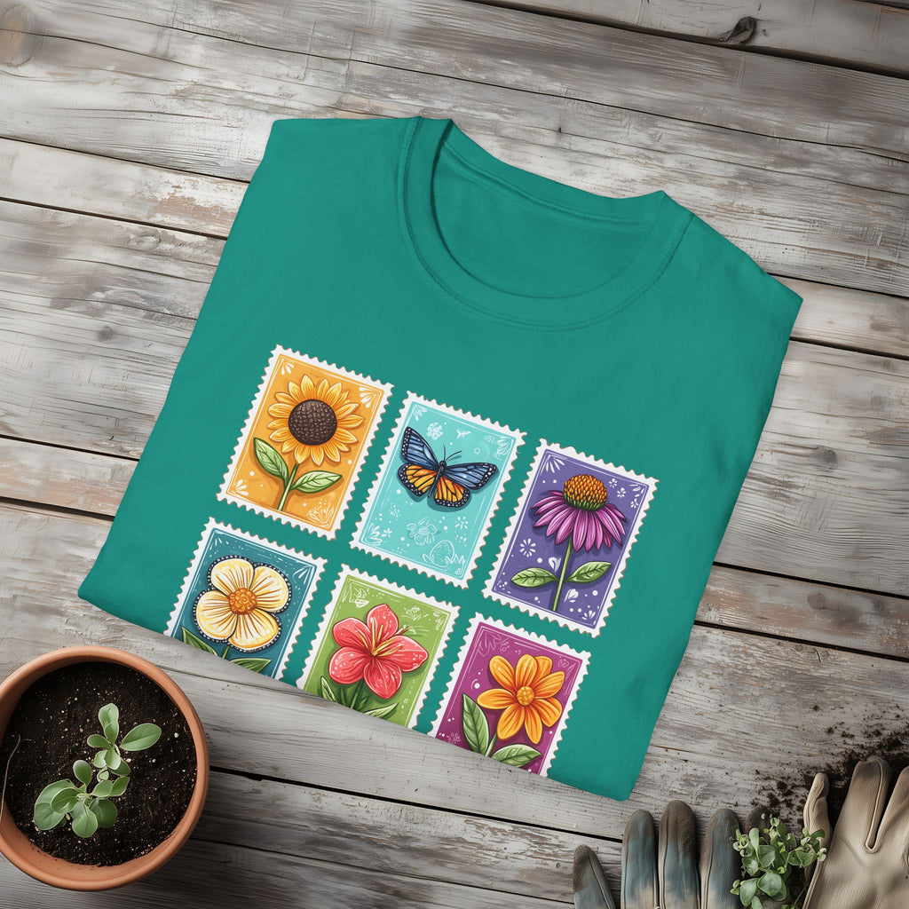 Whimsical 3x3 Floral & Butterfly Stamp Collection T-Shirt