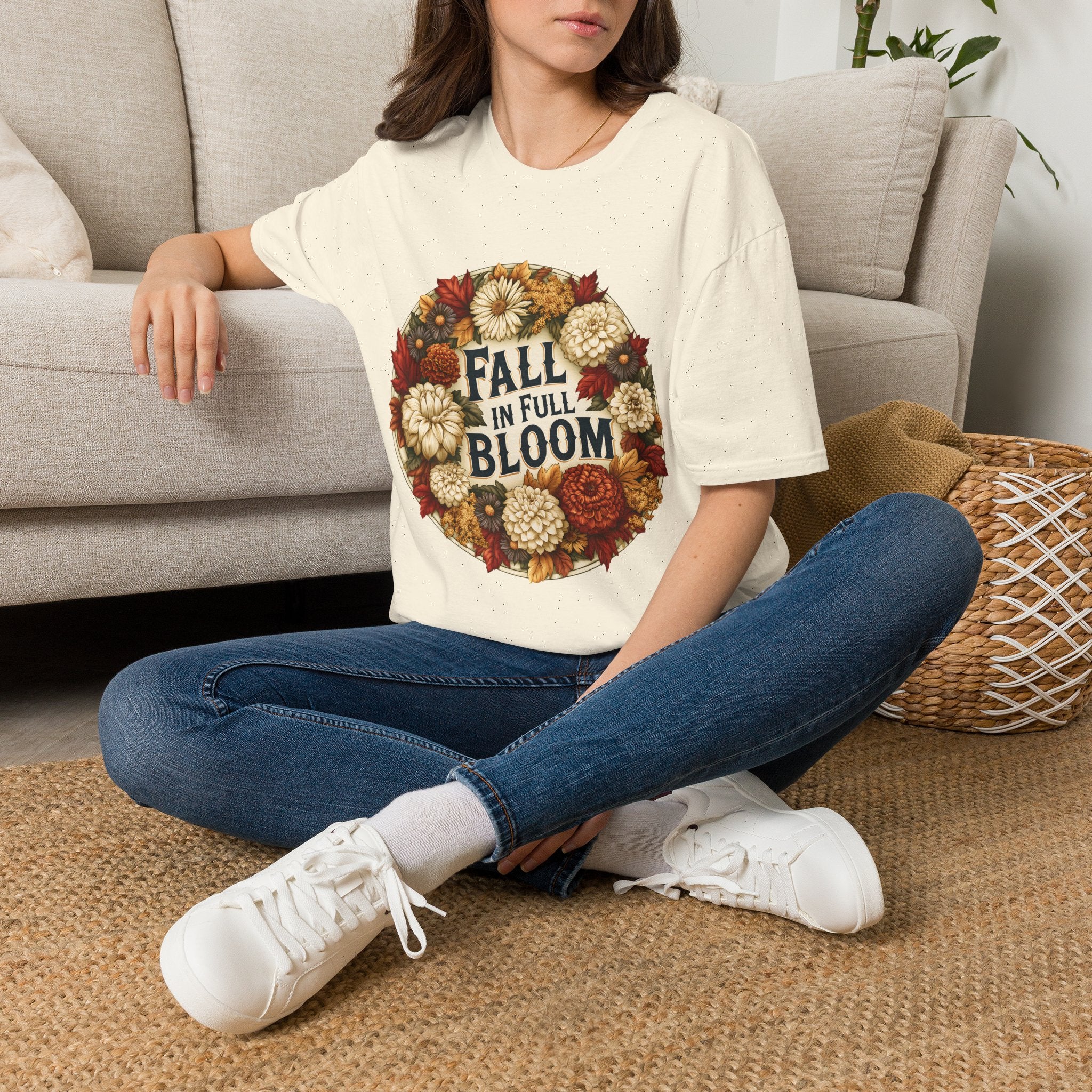 Fall in Full Bloom Floral T-Shirt – Colorful Autumn Garden Tee