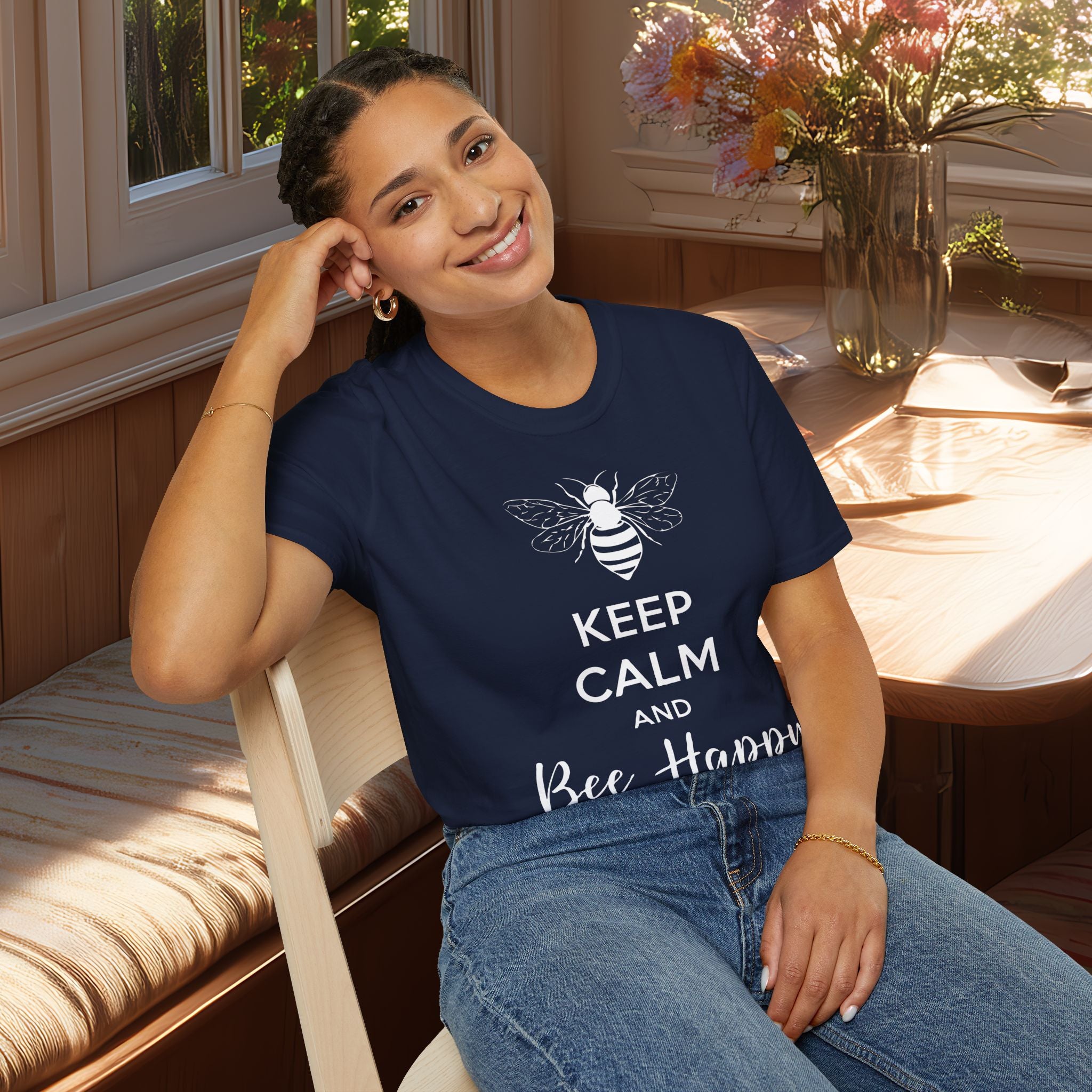 Keep Calm and Bee Happy Motivational T-Shirt