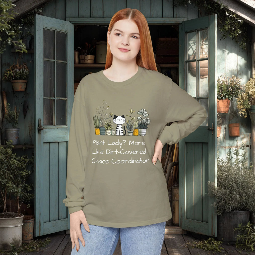 Plant Lady Chaos Coordinator - Cat & Plants Long Sleeve Tee