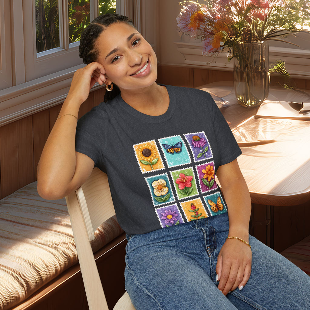 Whimsical 3x3 Floral & Butterfly Stamp Collection T-Shirt