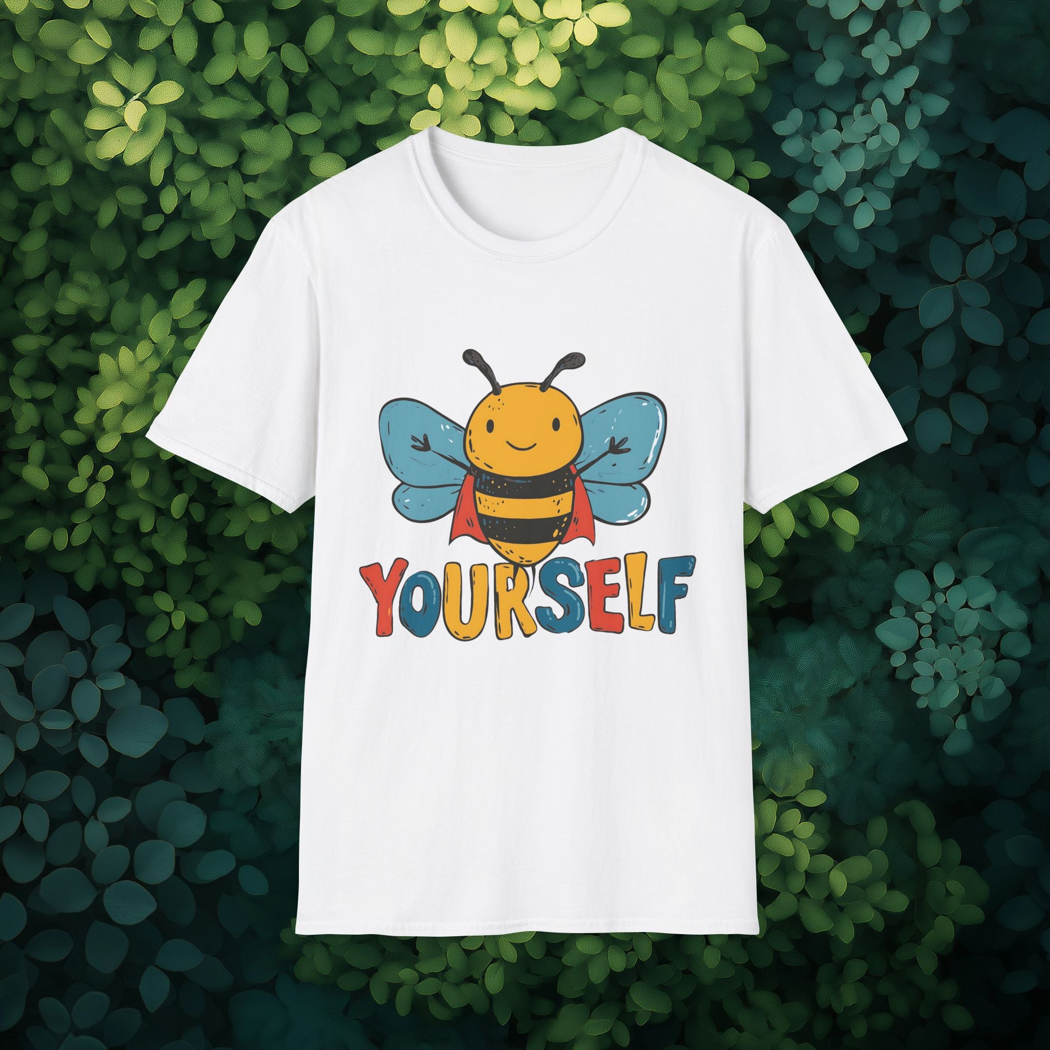 Cartoon Bee Yourself Unisex T-Shirt for Gardeners, Nature Lovers, Yoga Enthusiasts