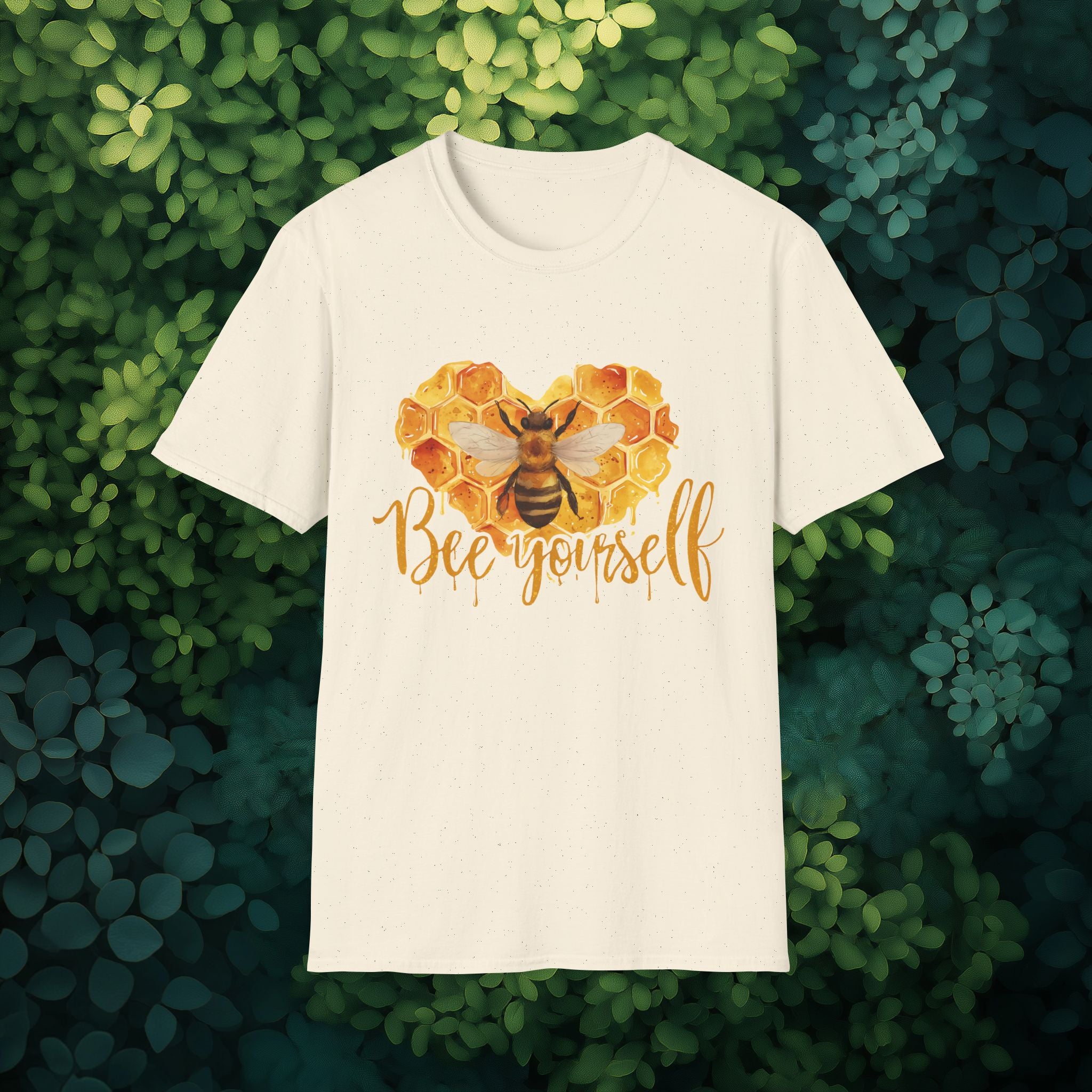 Sweet Honeycomb Heart Bee Yourself Unisex T-Shirt for Gardeners, Nature Lovers, Bee Enthusiasts