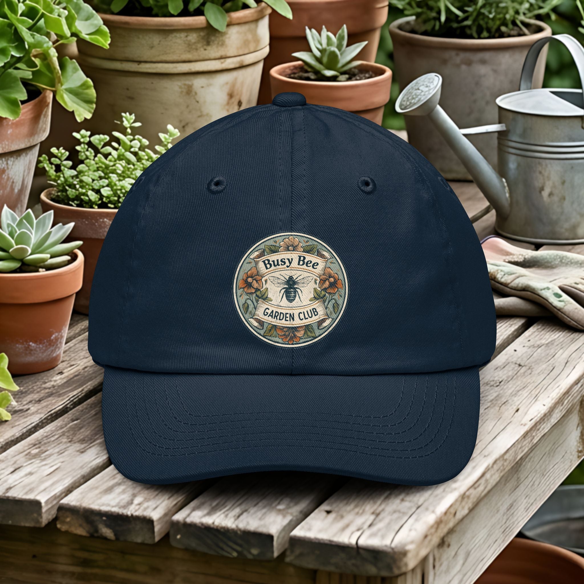 Busy Bee Garden Club Dad Hat – Retro Nature Emblem Cap