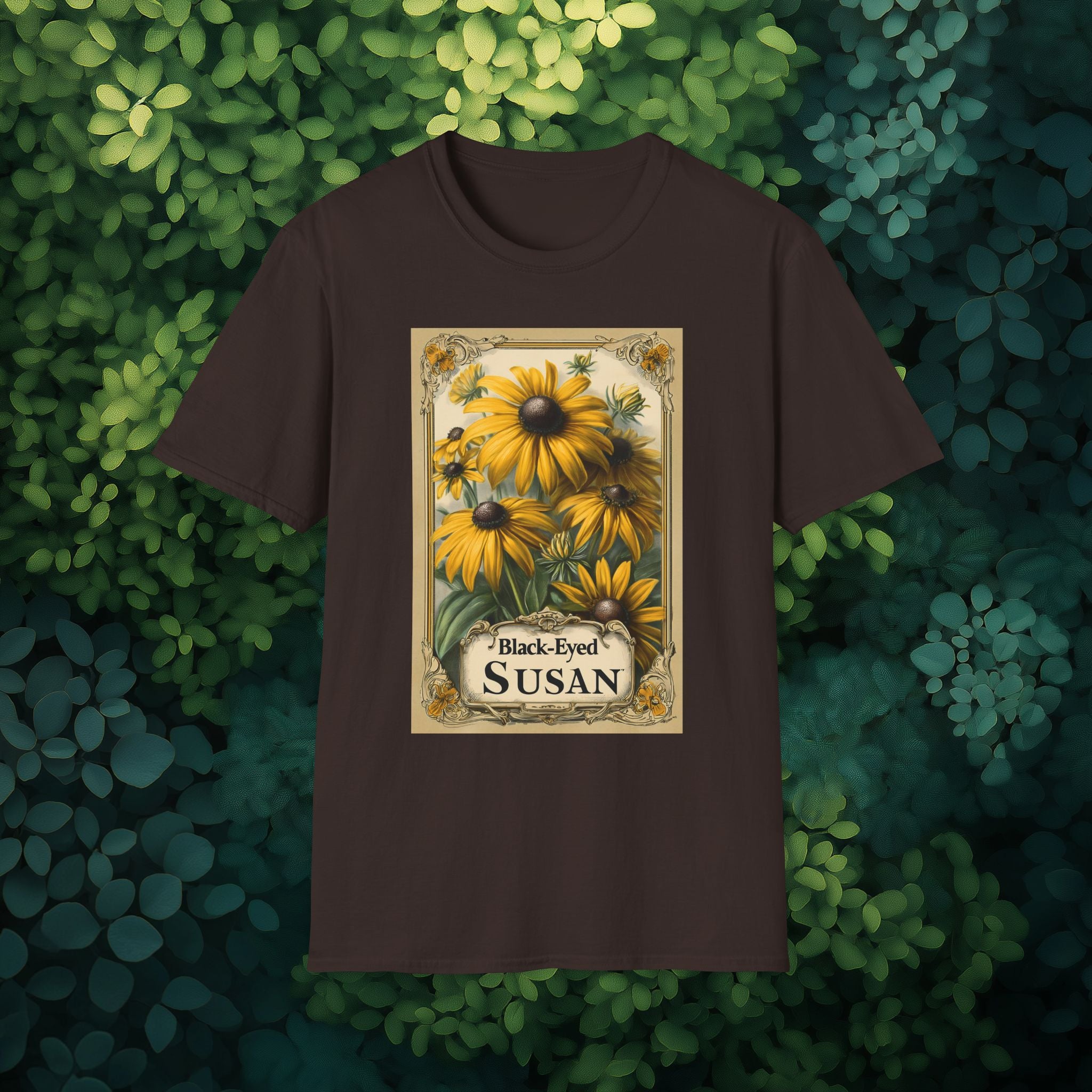 Vintage Black Eyed Susan Seed Packet Unisex T-Shirt for Gardeners, Nature Lovers