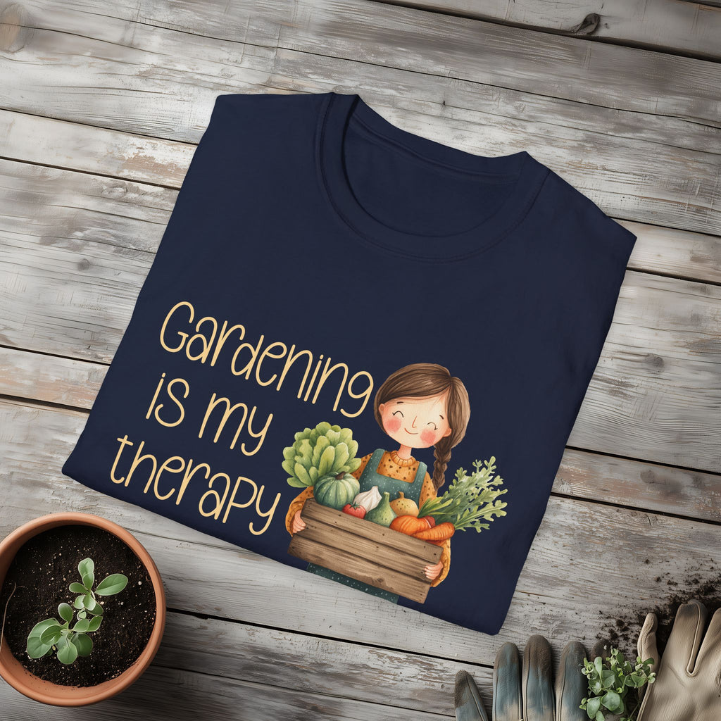 Gardening is My Therapy, Cartoon Gardener T-Shirt