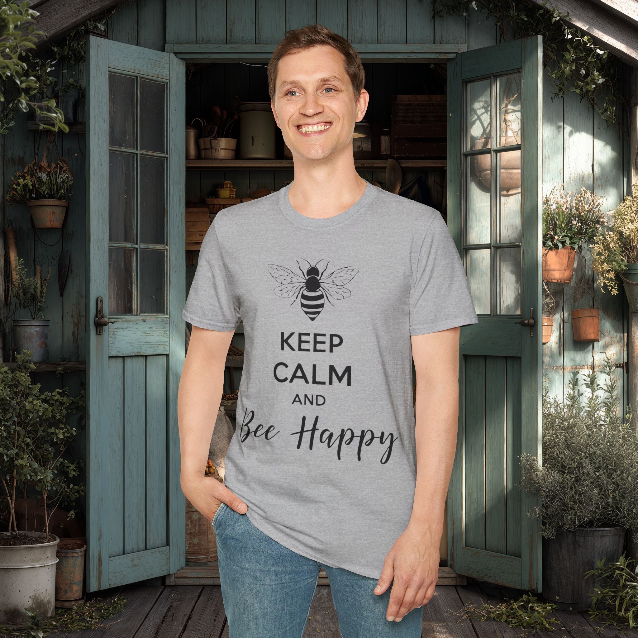 Keep Calm and Bee Happy Motivational T-Shirt