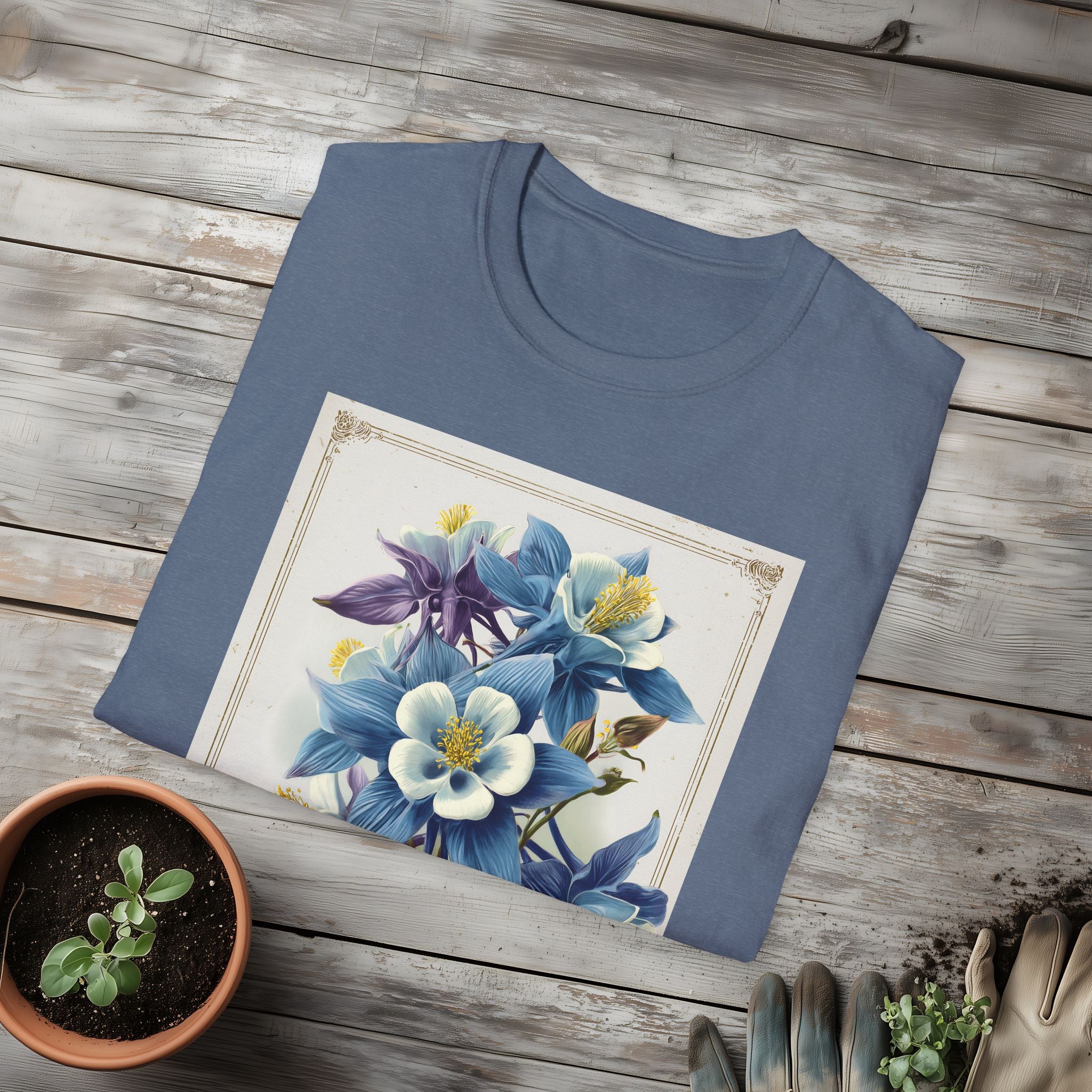 Vintage Columbine Seed Packet Unisex T-Shirt for Gardeners, Nature Lovers, Summer Casual Wear
