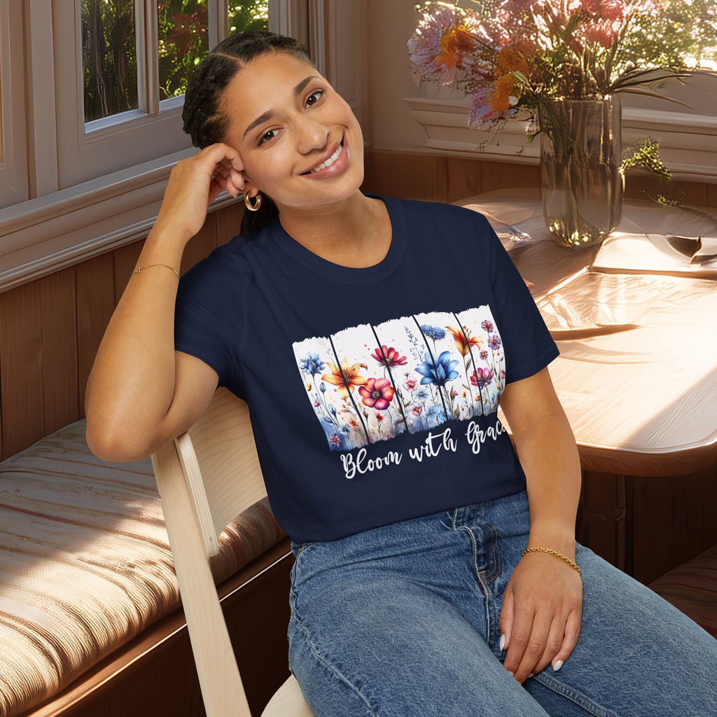 Bloom with Grace  Floral T-shirt for Nature and Flower Lovers