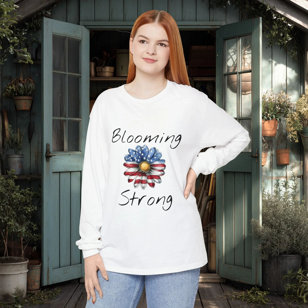 Blooming Strong Patriotic Long Sleeve Tee