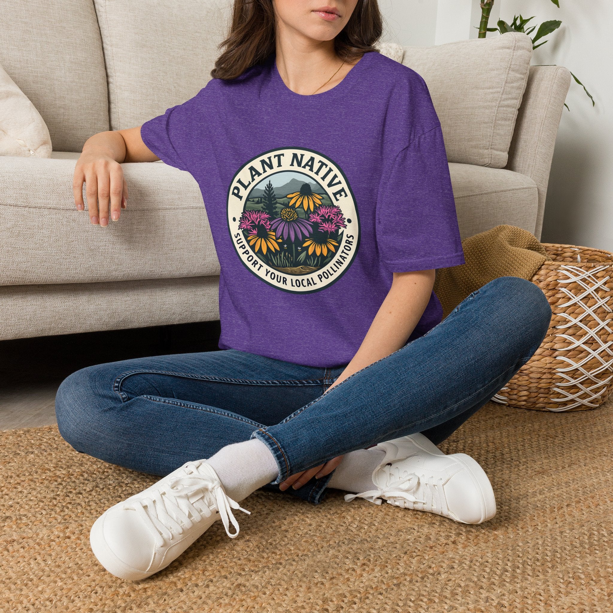 Plant Native Pollinator Garden Wildflower Emblem T-Shirt