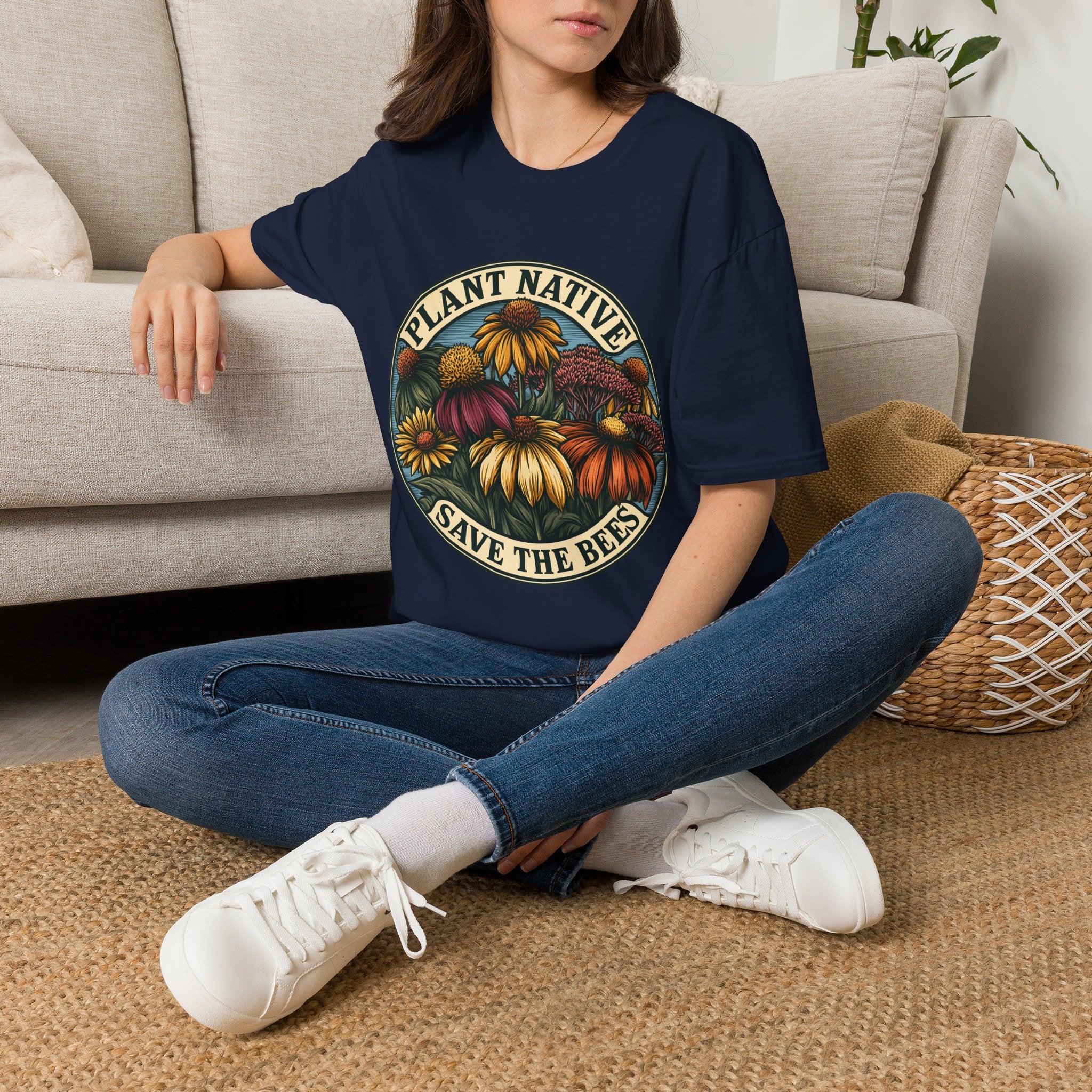 Plant Native Save the Bees T-Shirt – Retro Wildflower Pollinator Tee