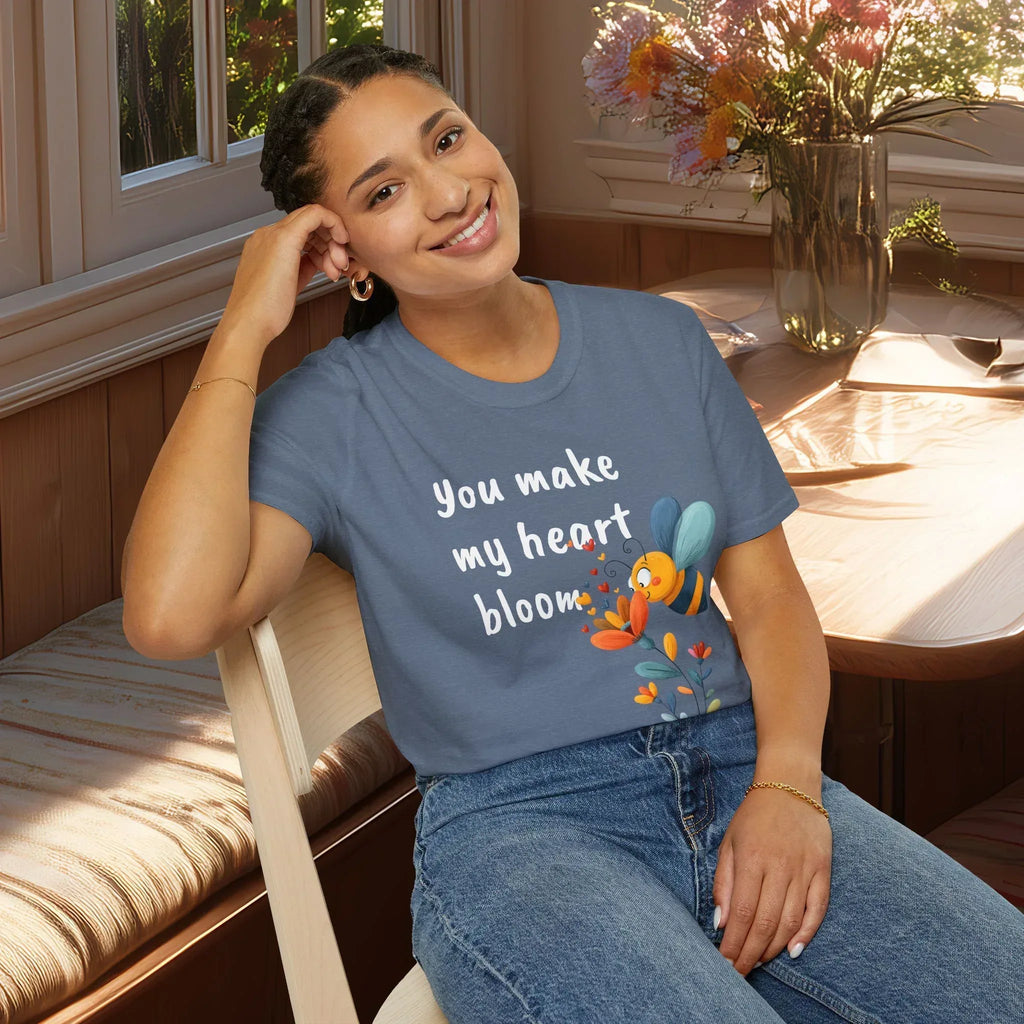 You Make My Heart Bloom Shirt – Cute Bee & Flower Tee