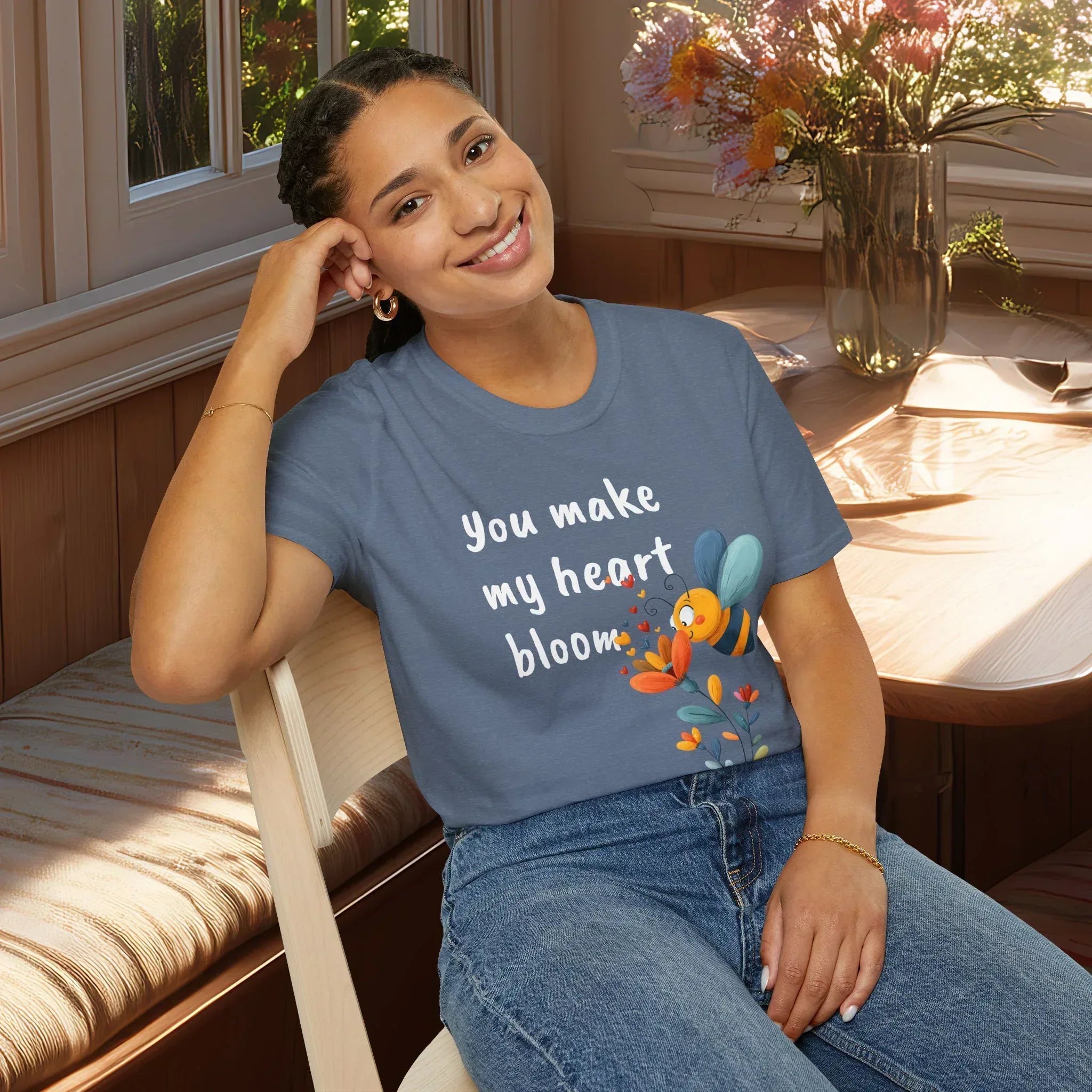 You Make My Heart Bloom Shirt – Cute Bee & Flower Tee