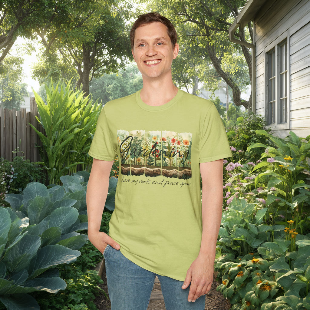 Where My Roots and Peace Grow T-Shirt for Gardeners