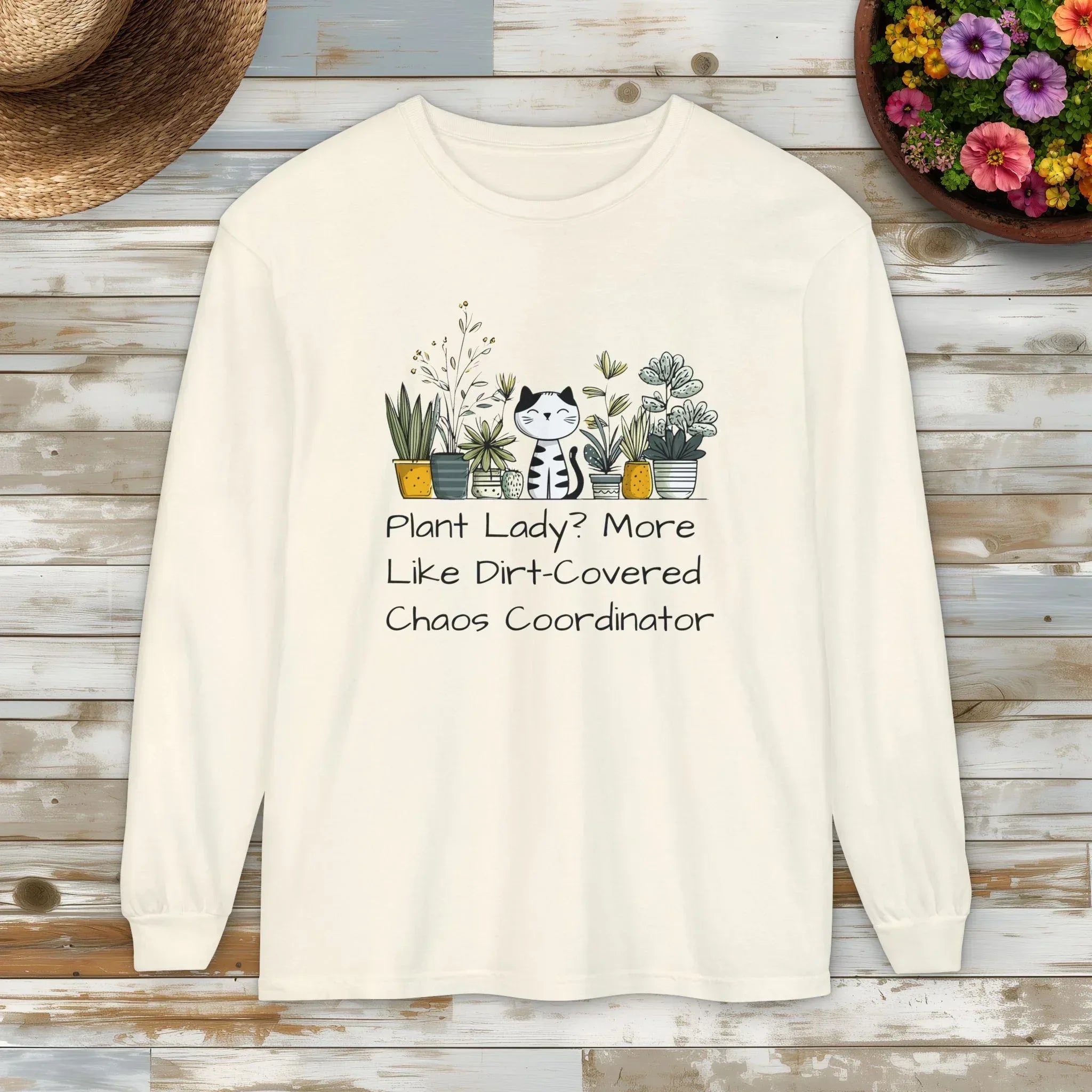 Plant Lady Chaos Coordinator - Cat & Plants Long Sleeve Tee