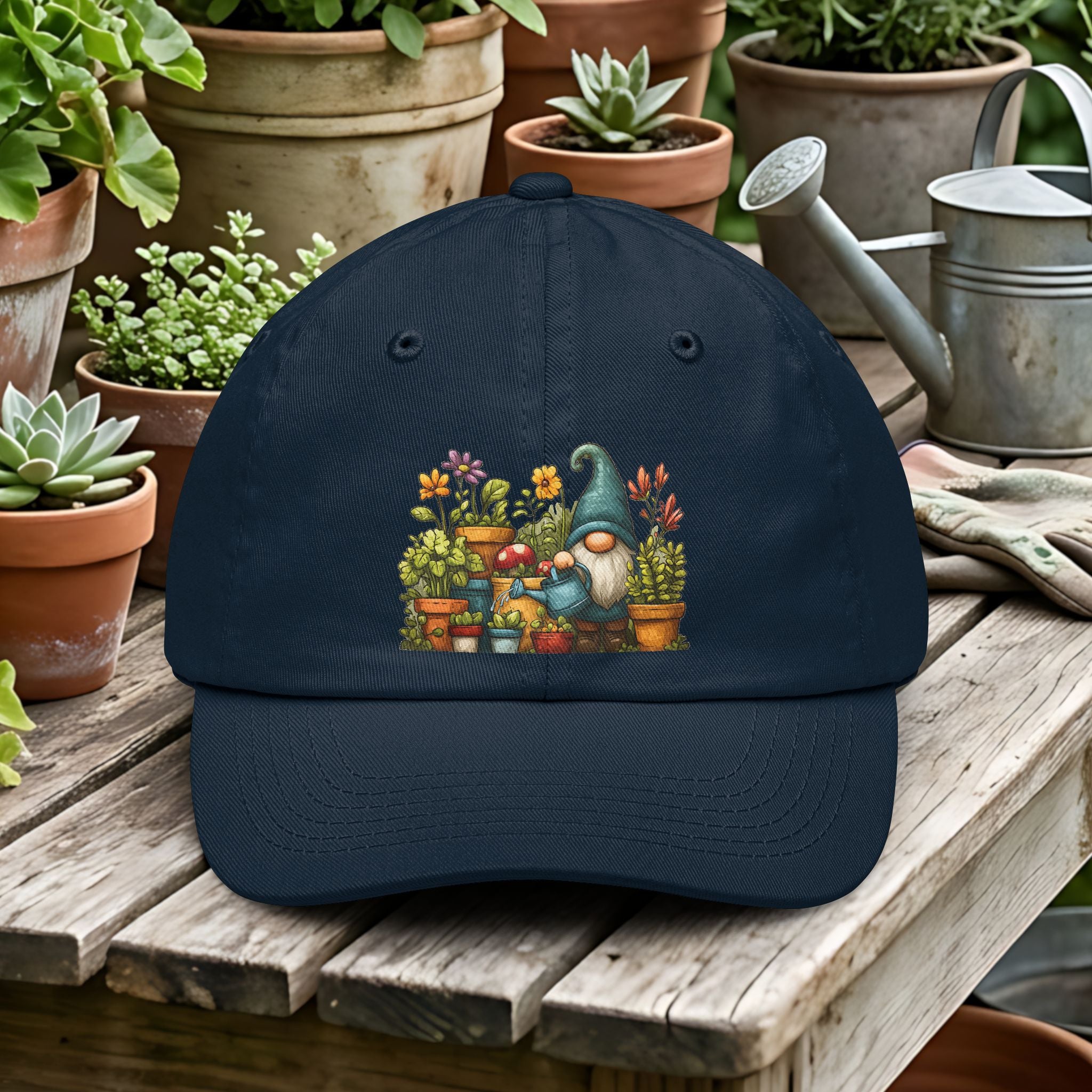 Garden Gnome Dad Hat — Cute Floral Potting Cap for Plant Lovers