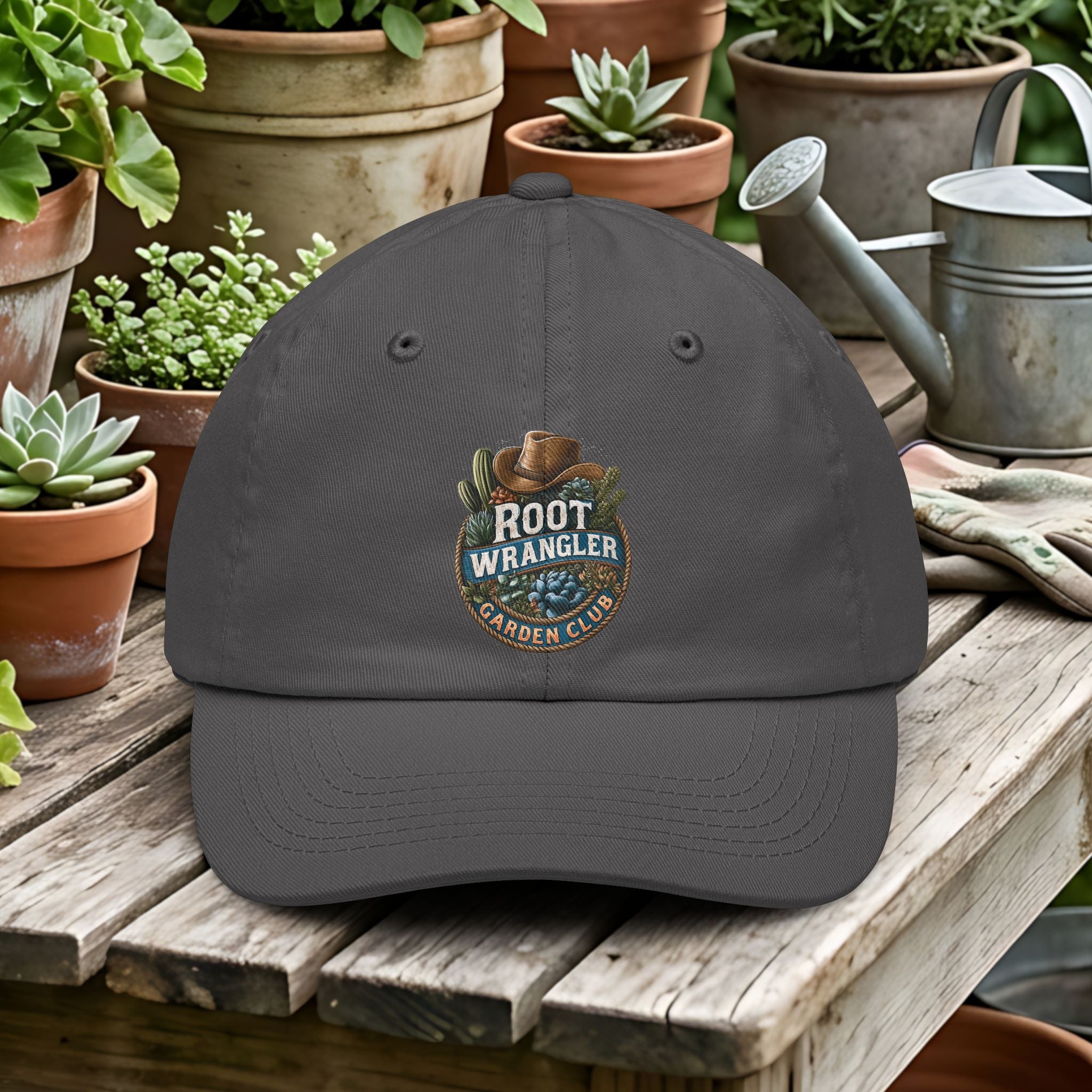 Retro Western Root Wrangler Garden Club Dad Hat