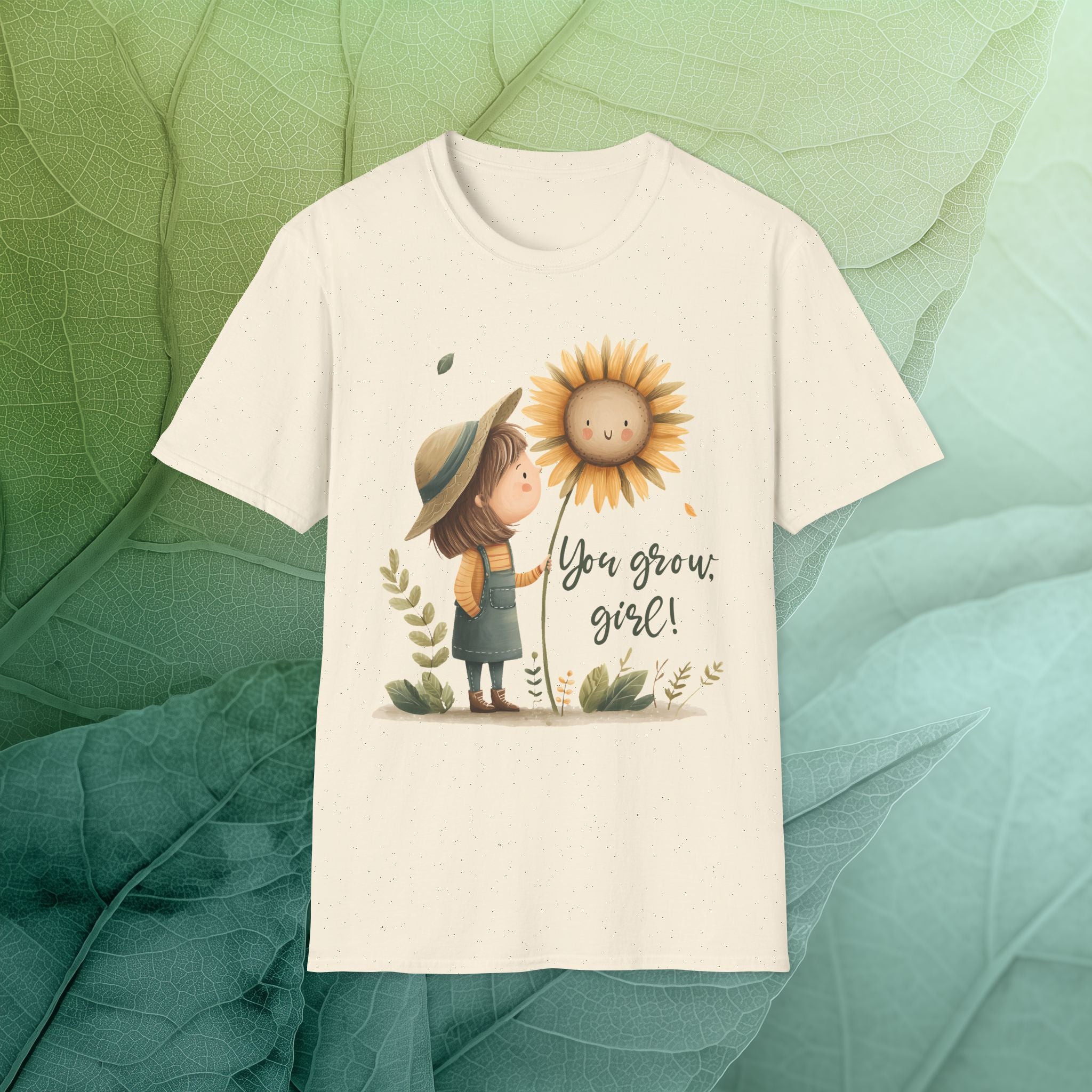 "You grow, girl!" Sunflower Garden Girl Tee