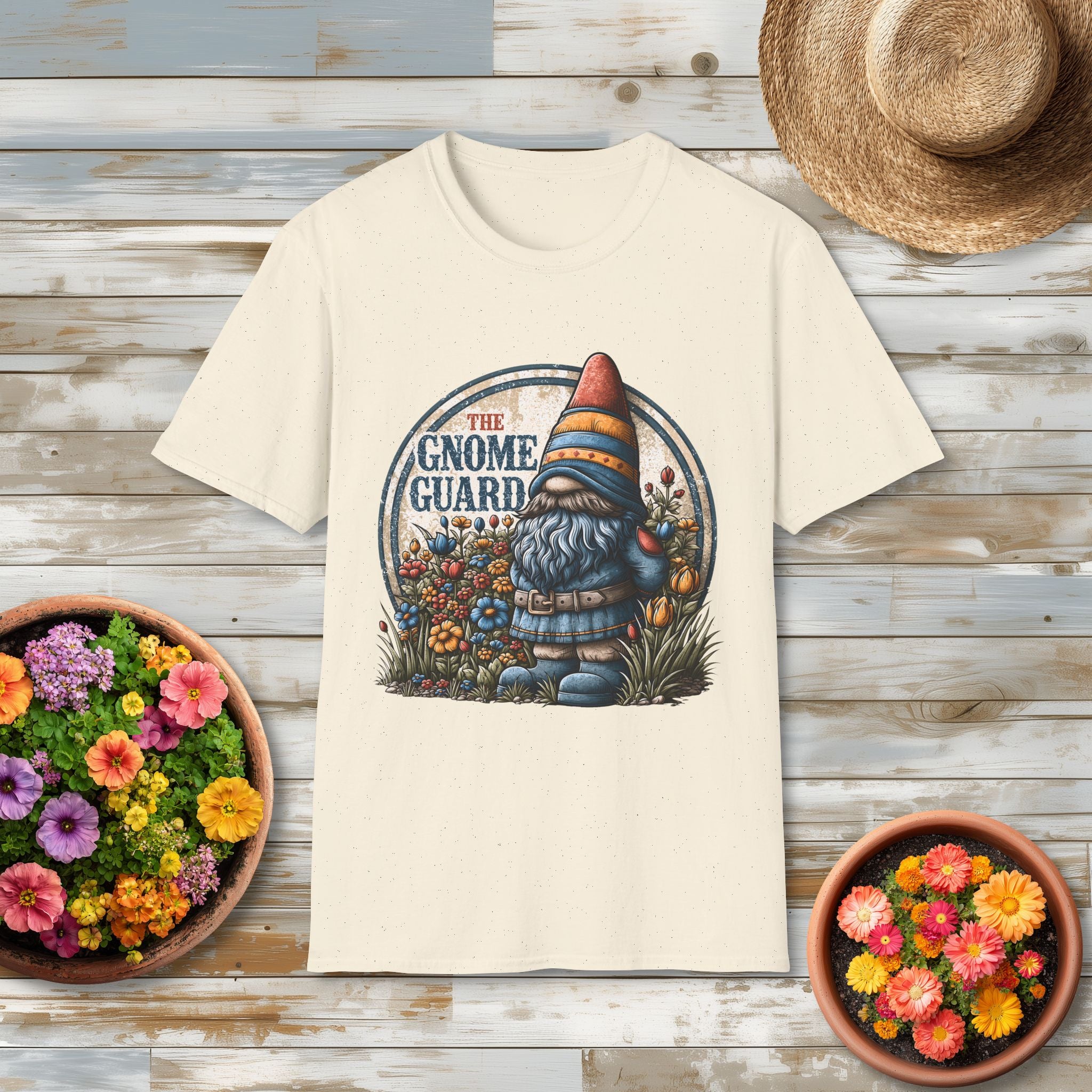 Retro Garden Gnome Guard Emblem T-shirt