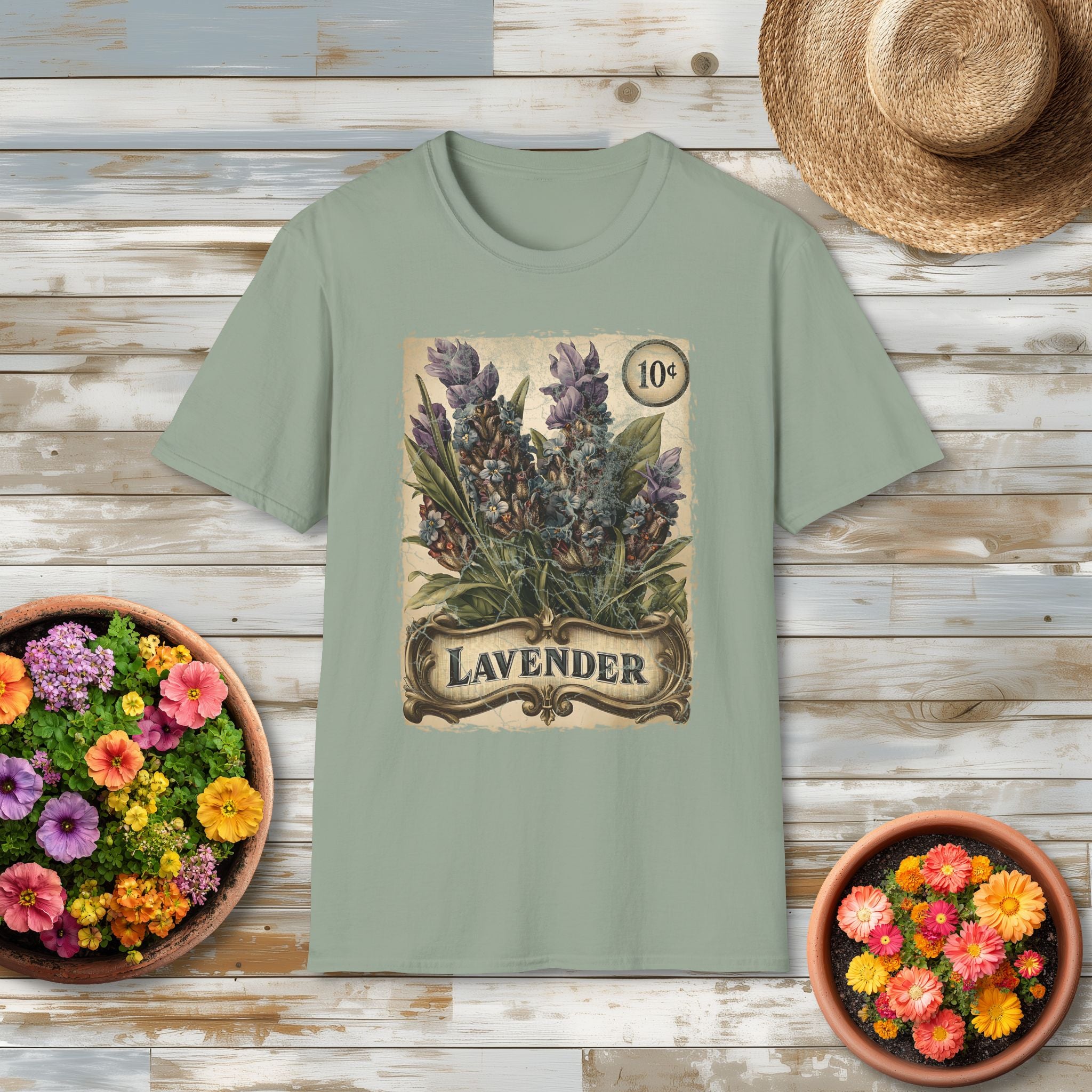 Lavender Seed Packet Vintage Garden Graphic T-Shirt for Flower Lovers