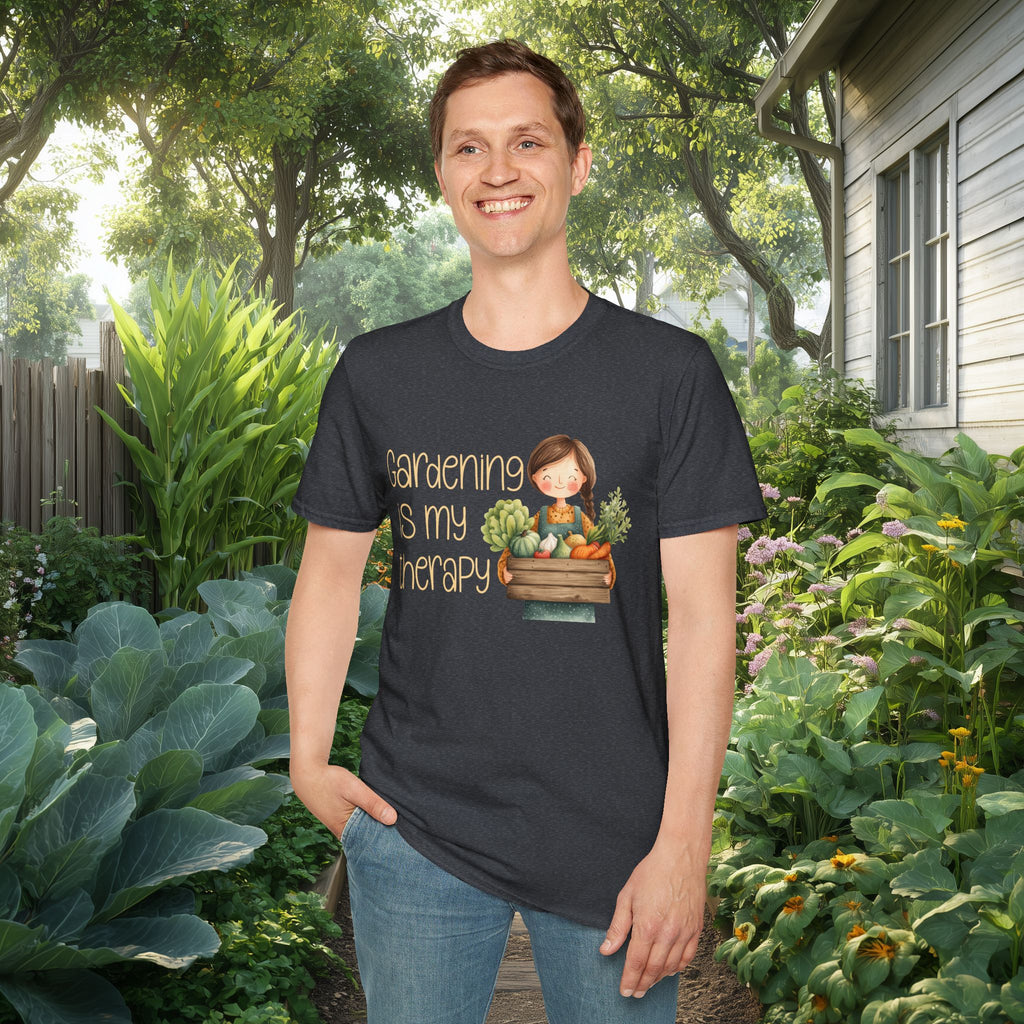 Gardening is My Therapy, Cartoon Gardener T-Shirt