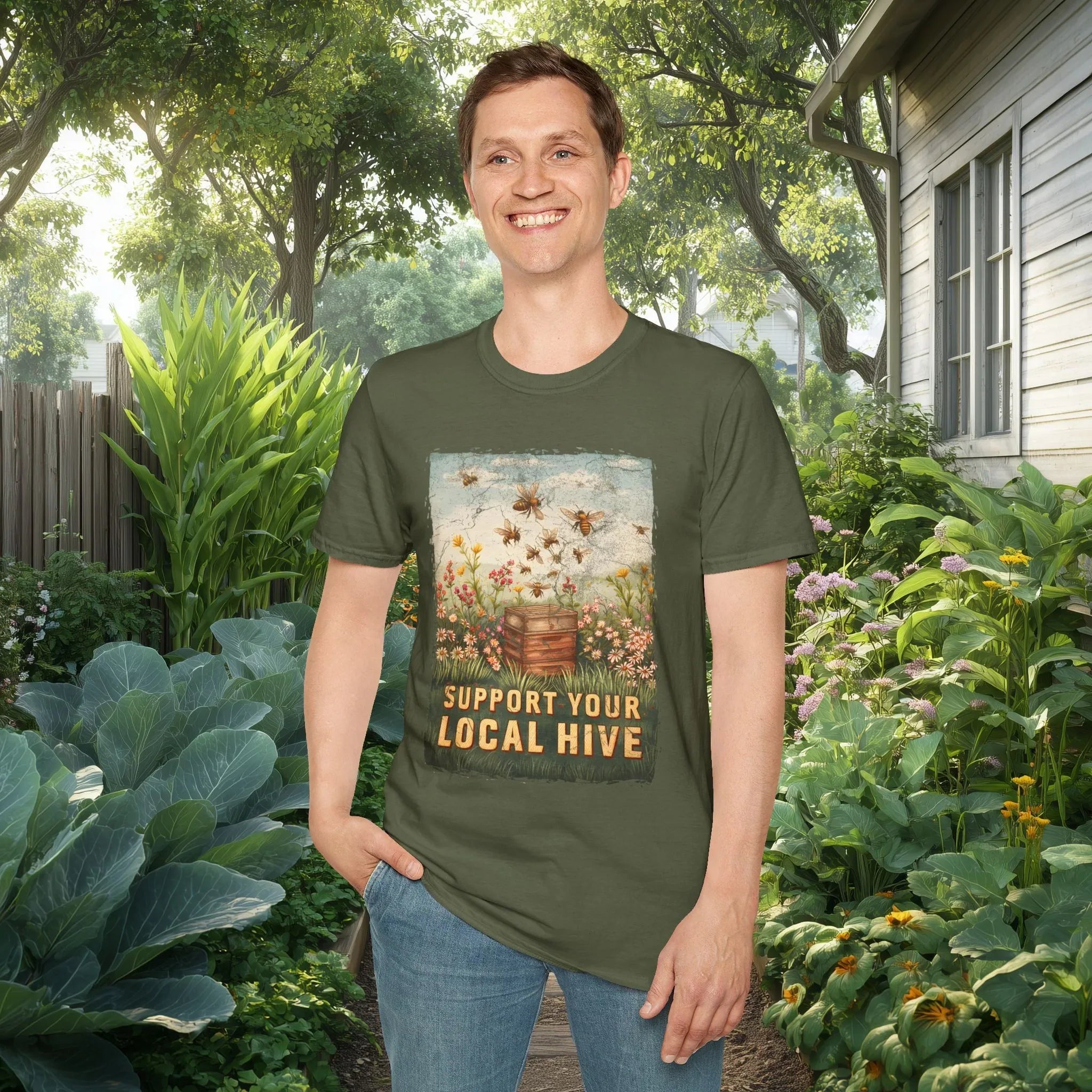 Vintage Support Your Local Hive Bee T-Shirt