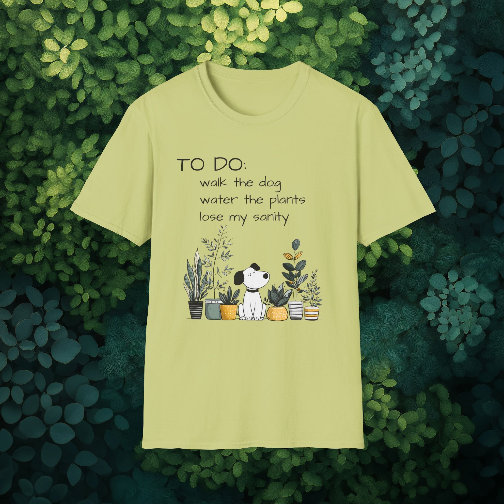 TO DO List T-Shirt – Funny Dog and Plant Life Graphic