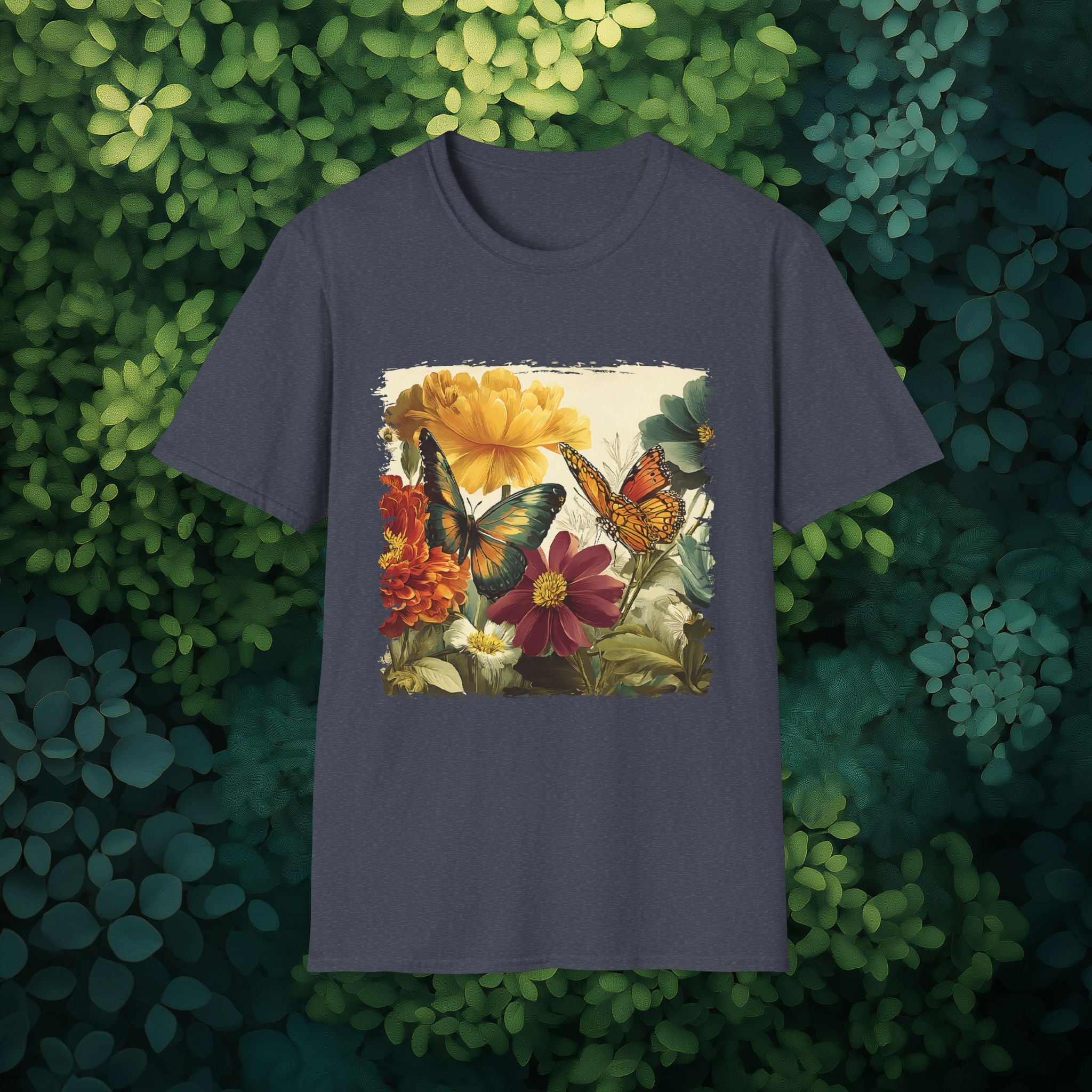 Butterflies & Blooms Retro Garden Flower T-Shirt