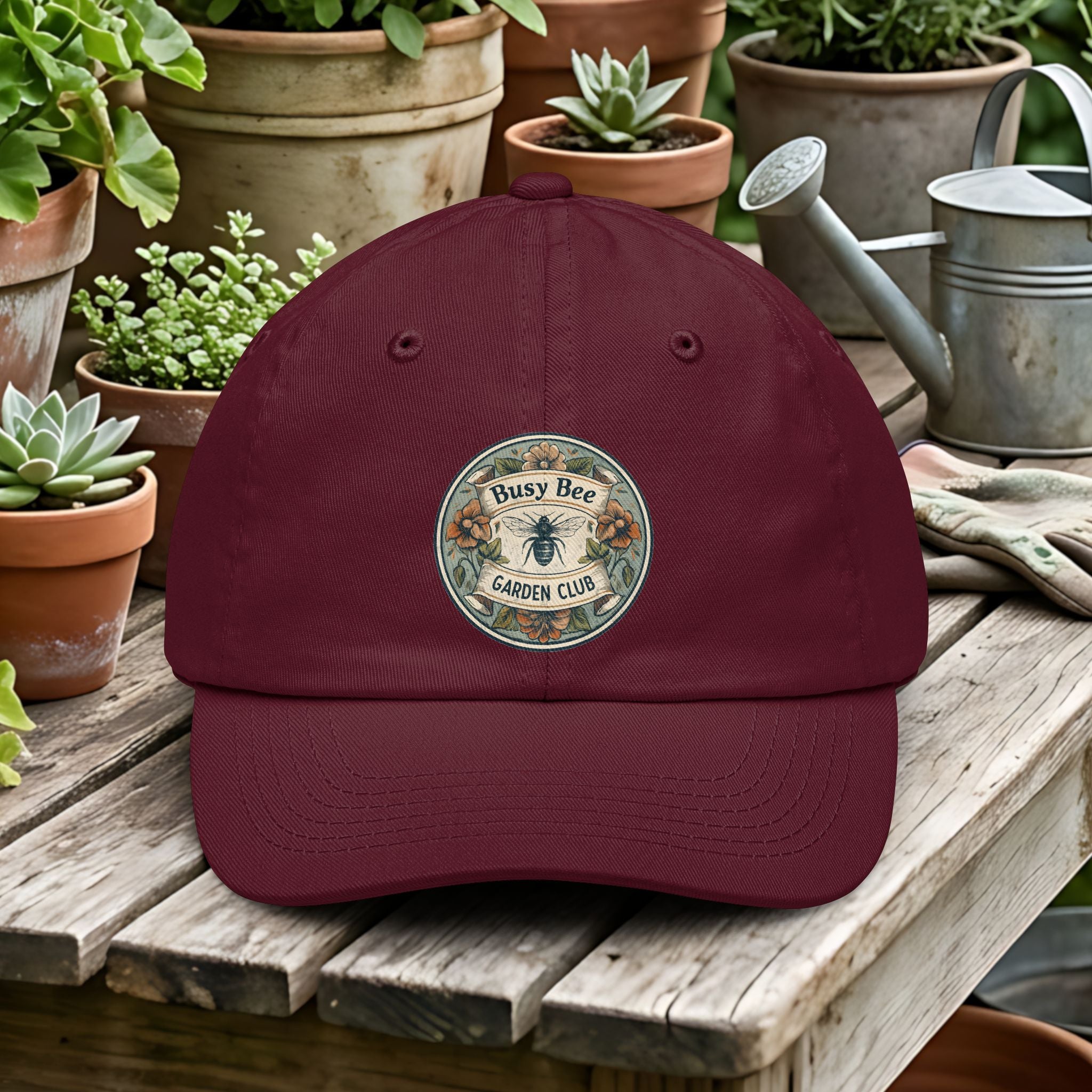 Busy Bee Garden Club Dad Hat – Retro Nature Emblem Cap