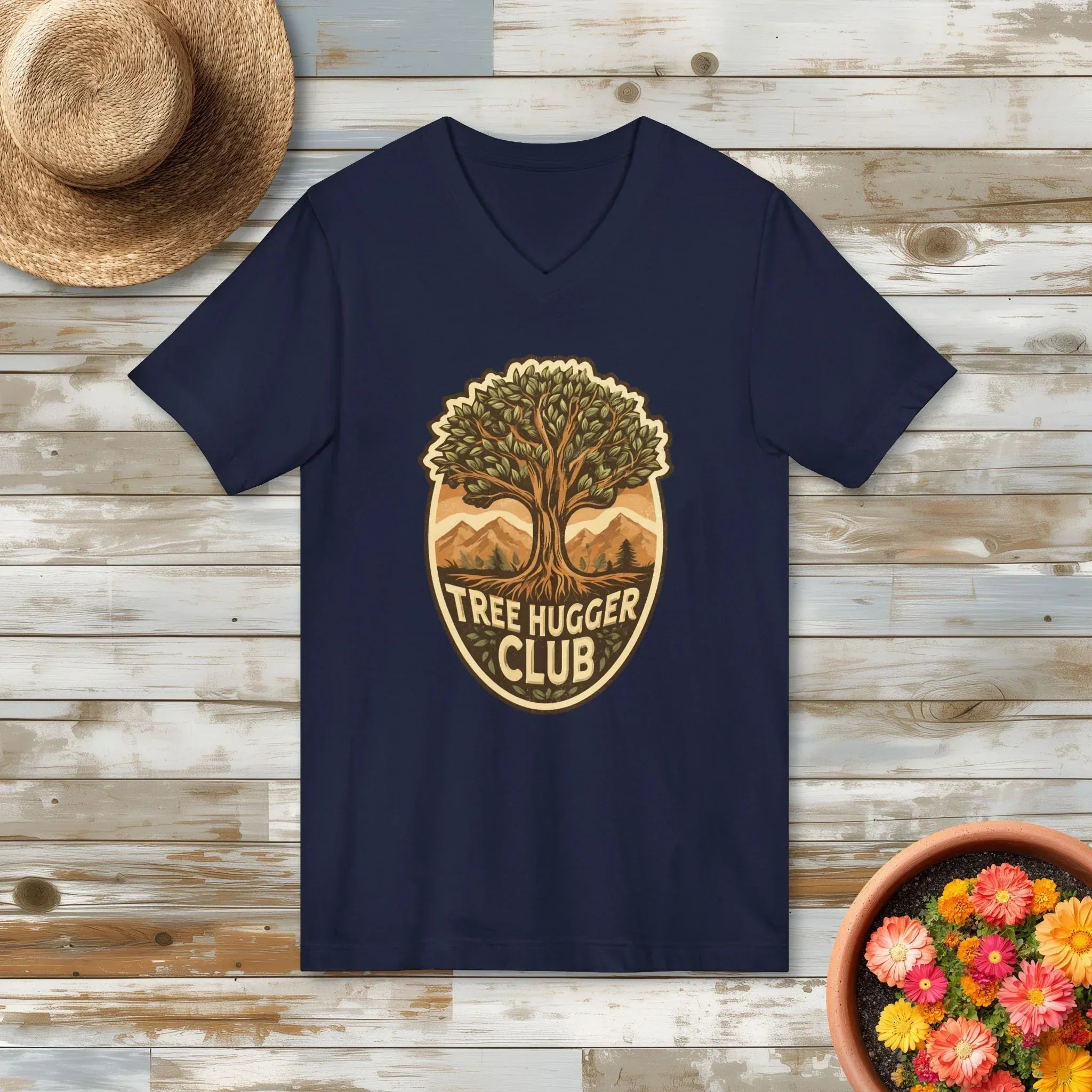 Tree Hugger Club V-Neck Shirt – Vintage Park Badge Tee