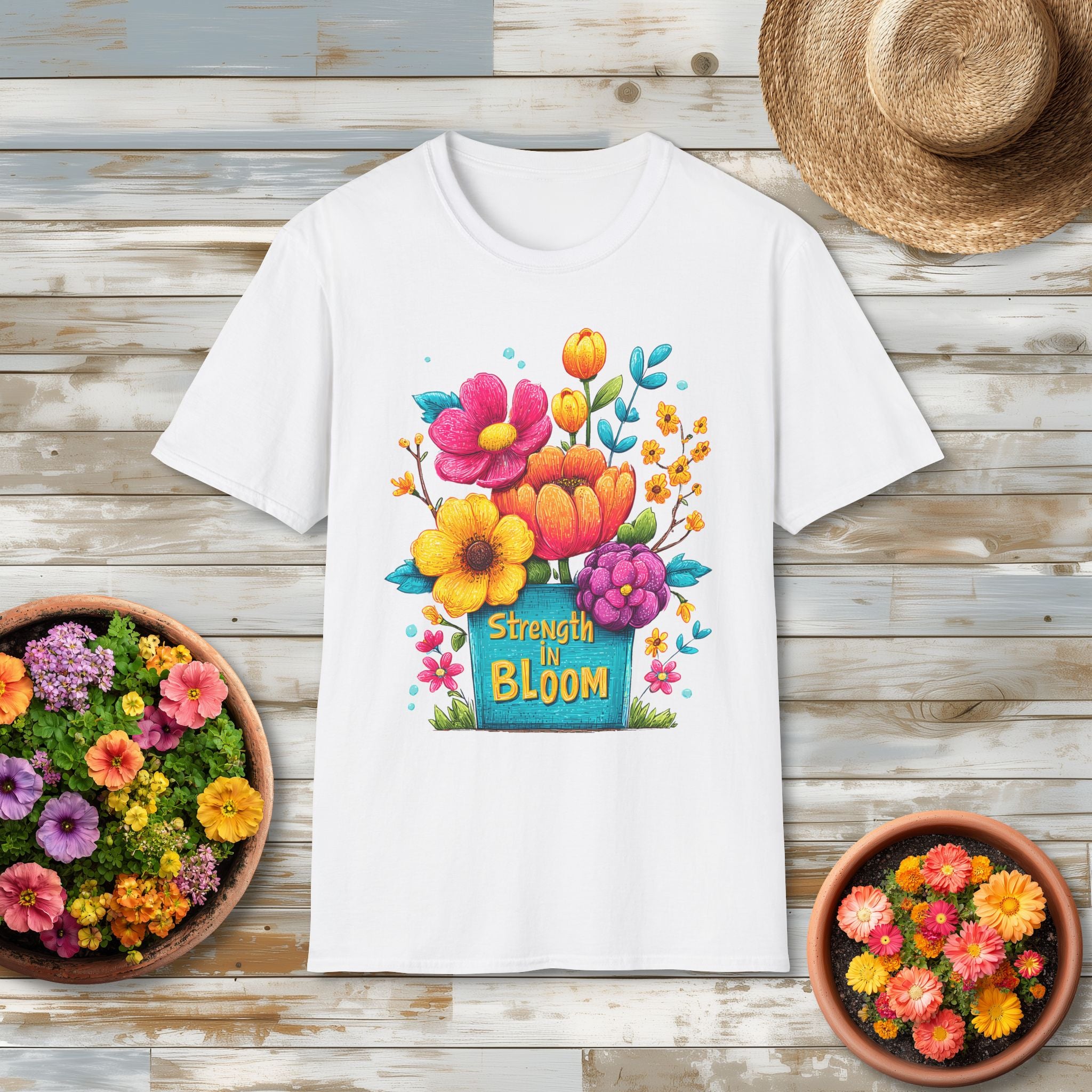 Strength in Bloom Pop Art Flower T-Shirt