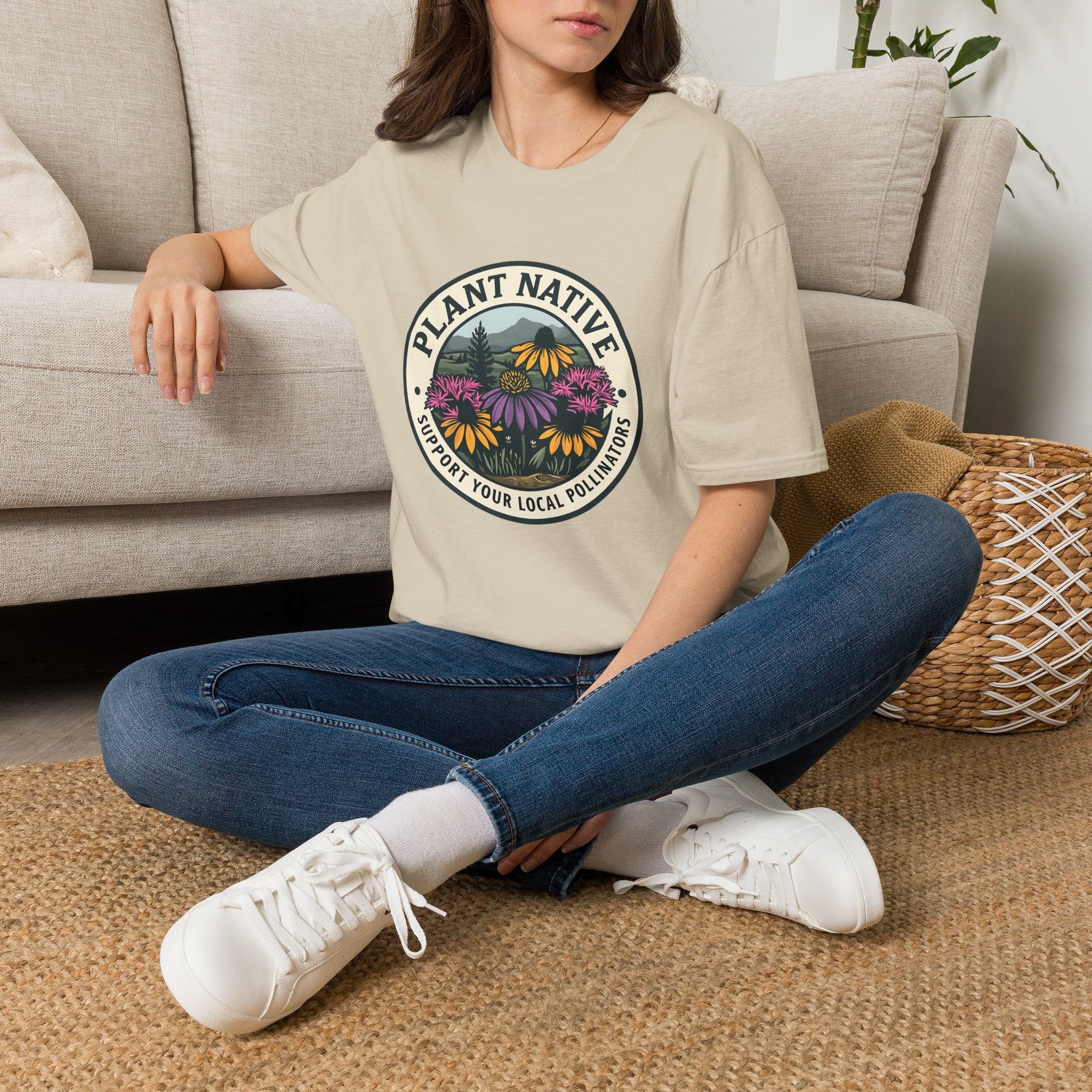 Plant Native Pollinator Garden Wildflower Emblem T-Shirt