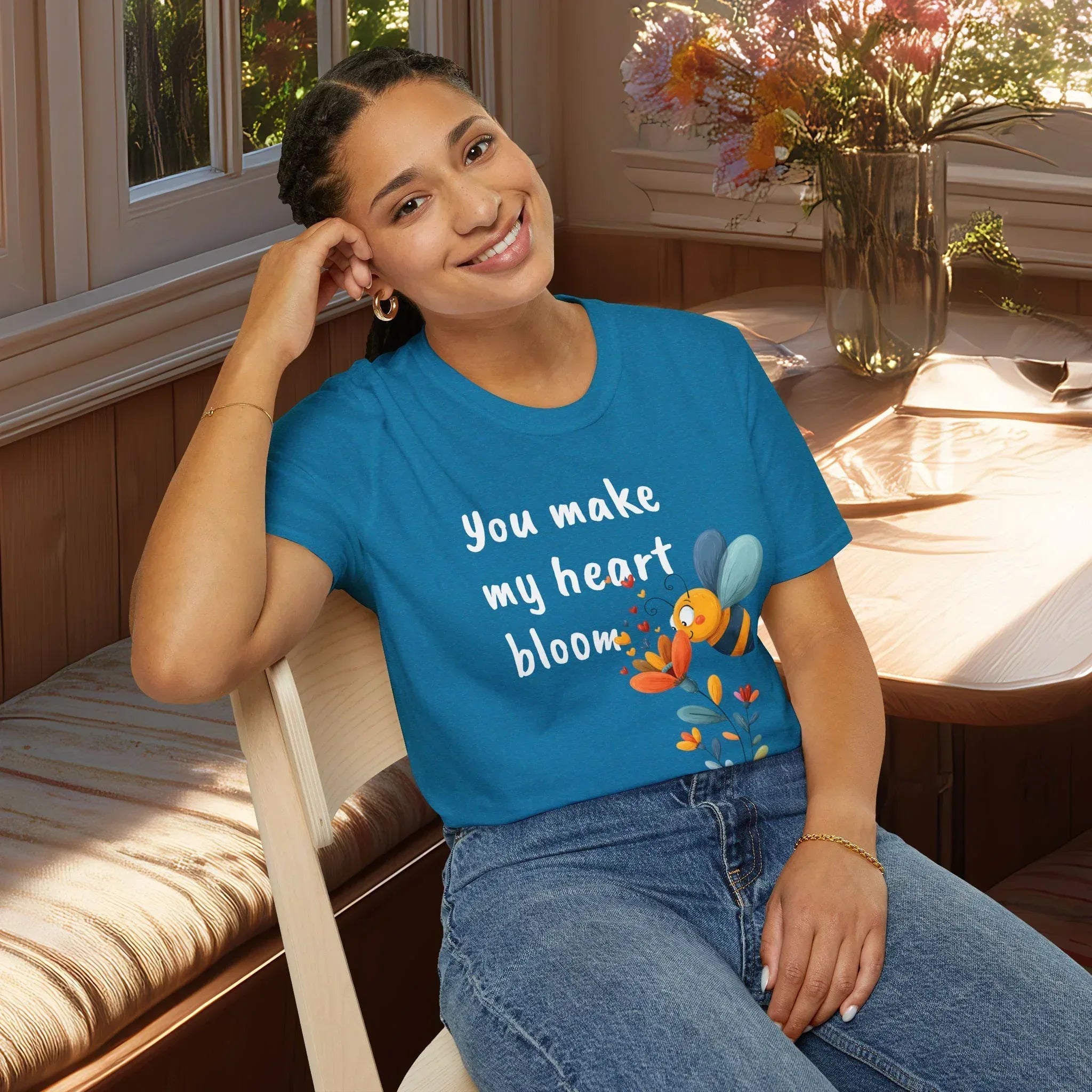 You Make My Heart Bloom Shirt – Cute Bee & Flower Tee