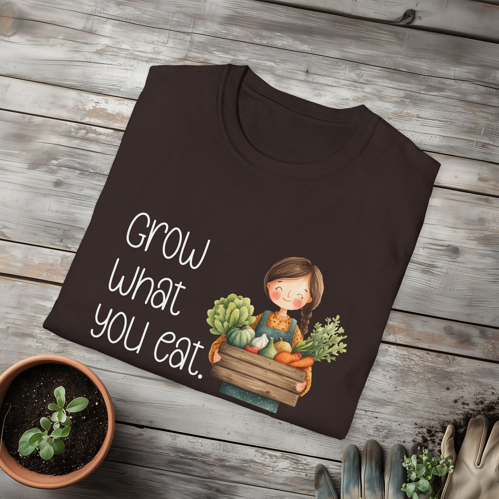 Grow What You Eat, Cartoon Gardener T-Shirt