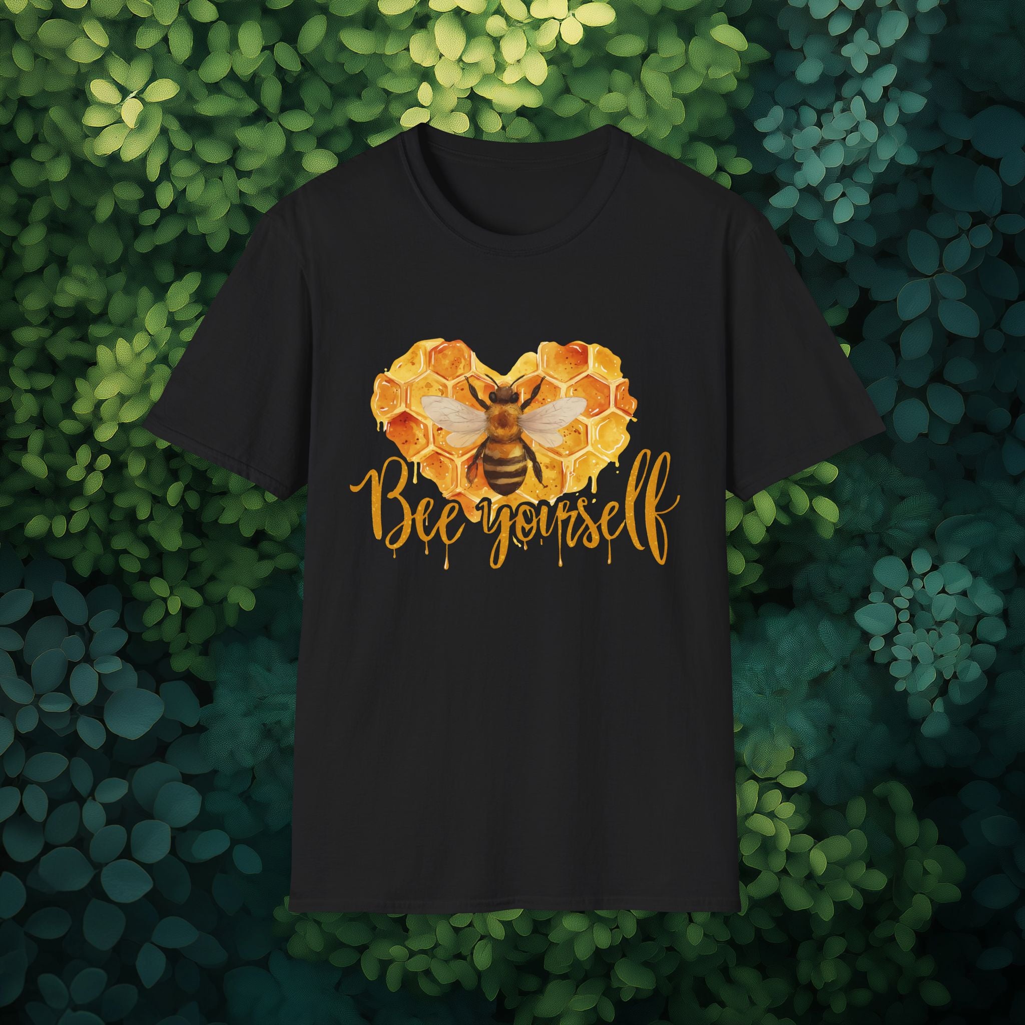 Sweet Honeycomb Heart Bee Yourself Unisex T-Shirt for Gardeners, Nature Lovers, Bee Enthusiasts