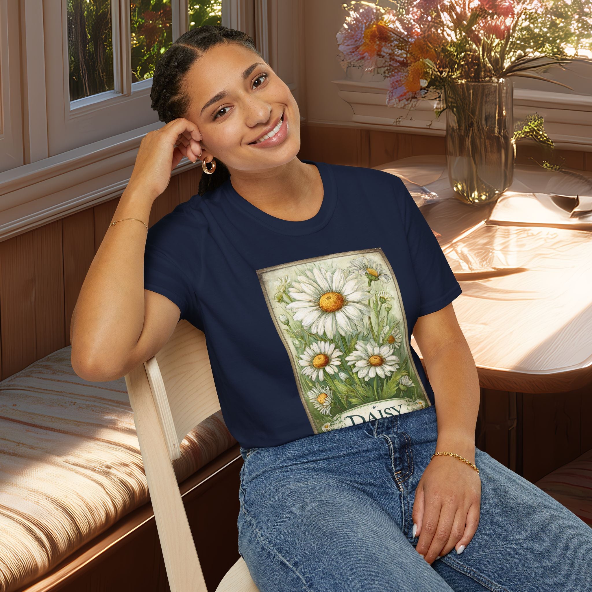 Vintage Daisy Seed Packet Unisex T-Shirt for Gardeners, Nature Lovers, Summer Casual Wear